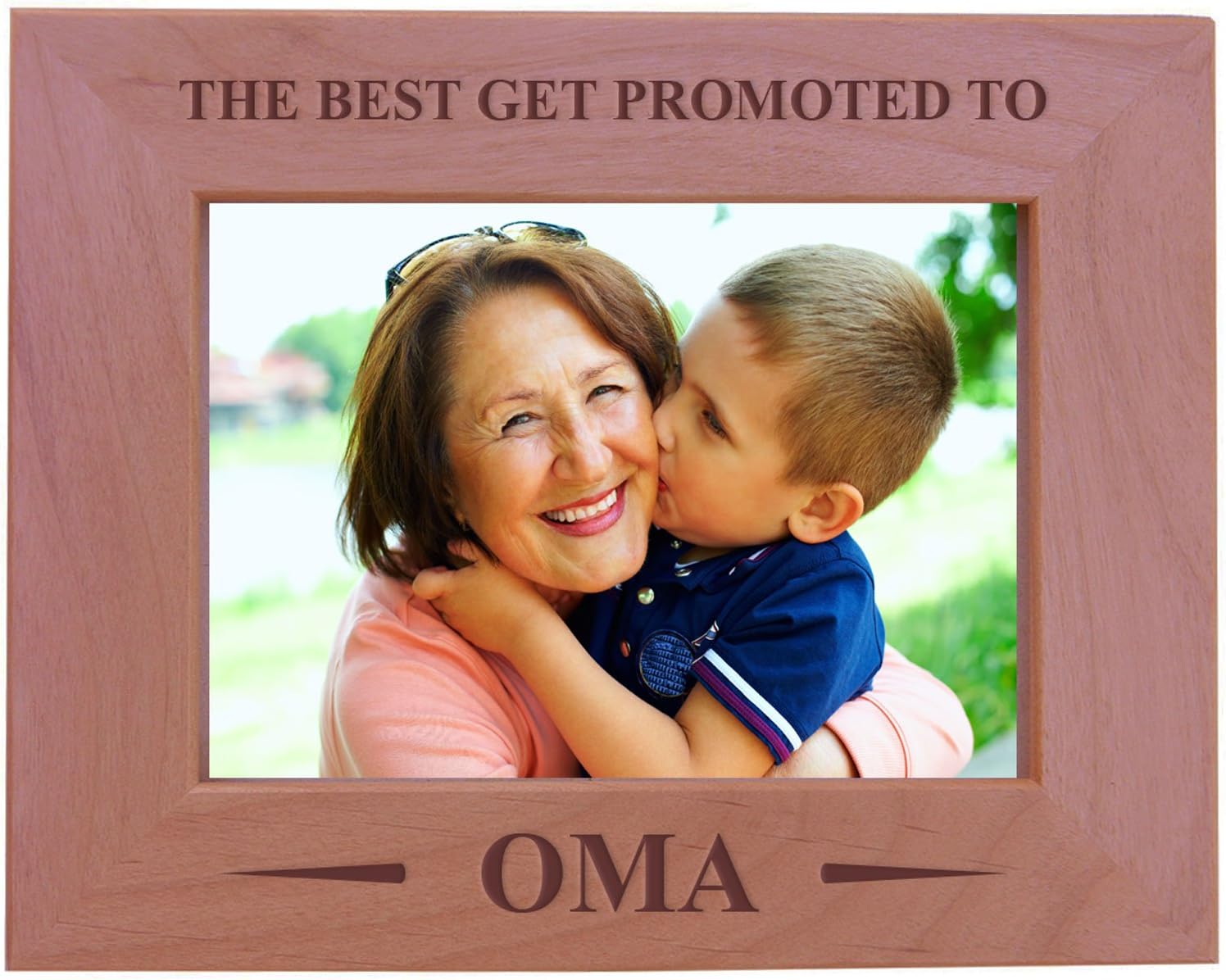 CustomGiftsNow The Best Get Promoted to Oma - Wood Picture Frame - Fits 5x7 Inch Picture (Vertical)