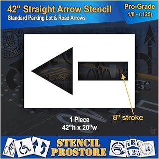 Pavement Stencils - 42 in - Straight Arrow Stencil - 42" x 20" - 1/8" (128 mil) - Pro-Grade