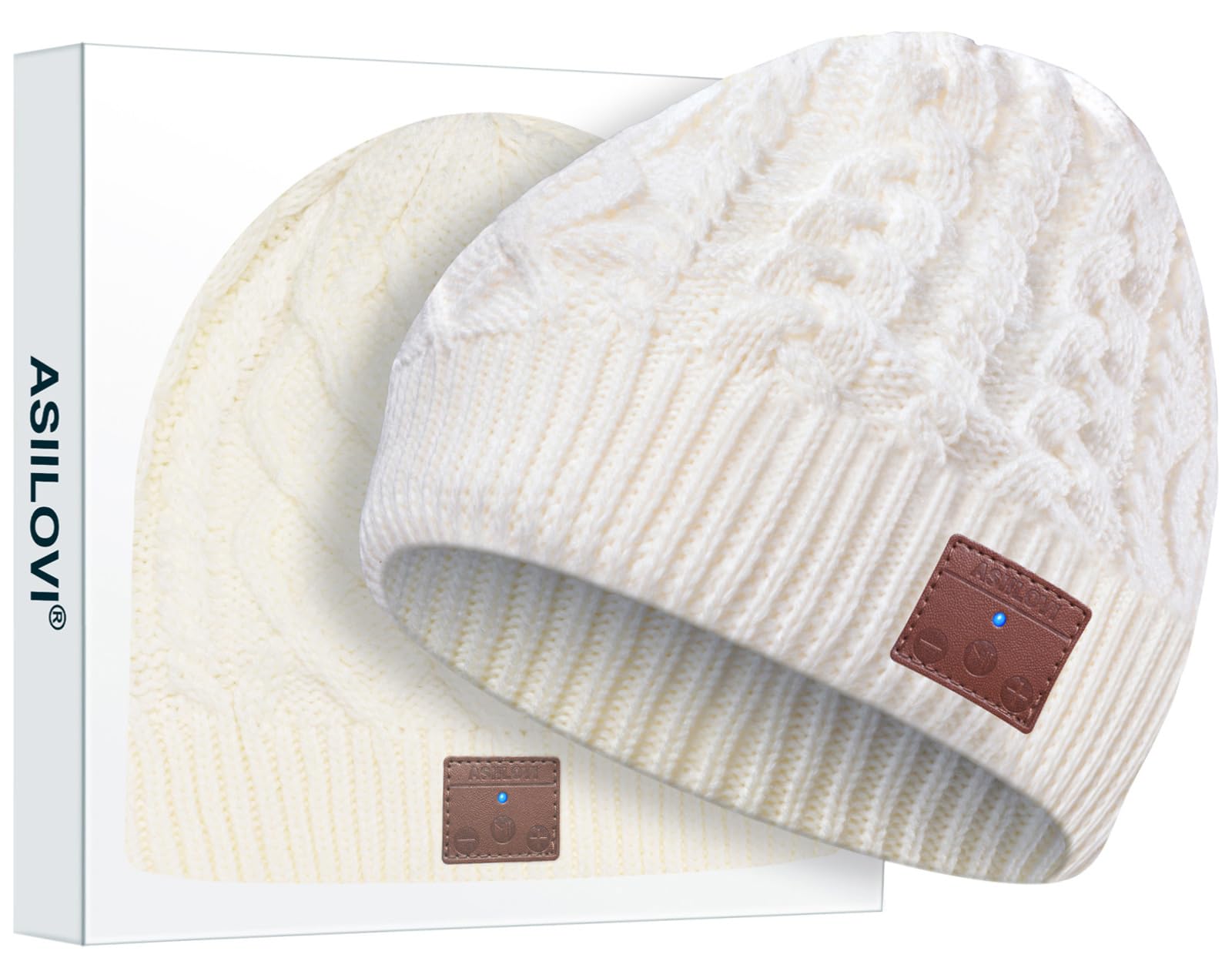 ASIILOVI Cappello Bluetooth Regali Natale, Berretto Bluetooth con Doppio Strato di Fodera in Lana, Adatto a Uomini, Donne e Adolescenti, 20 Ore di Riproduzione, Confezione Regalo per Natale