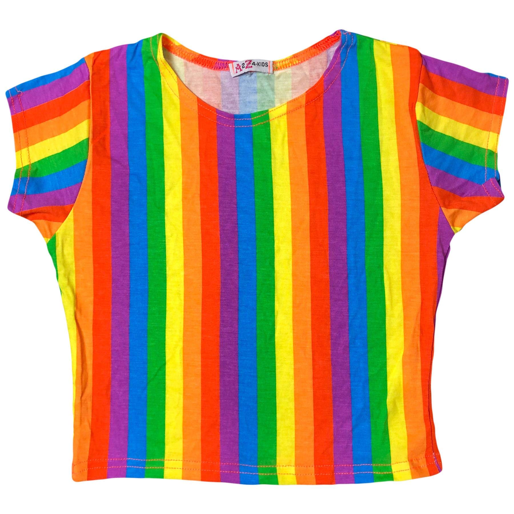 A2Z 4 Kids A2Z 4 Kids® Niños niñas Crop Top Diseñador Arco Iris Manga Corta Elástica Fiesta Moda Verano Top Tees Nueva Edad 7 8 9 10 11 12 13 años