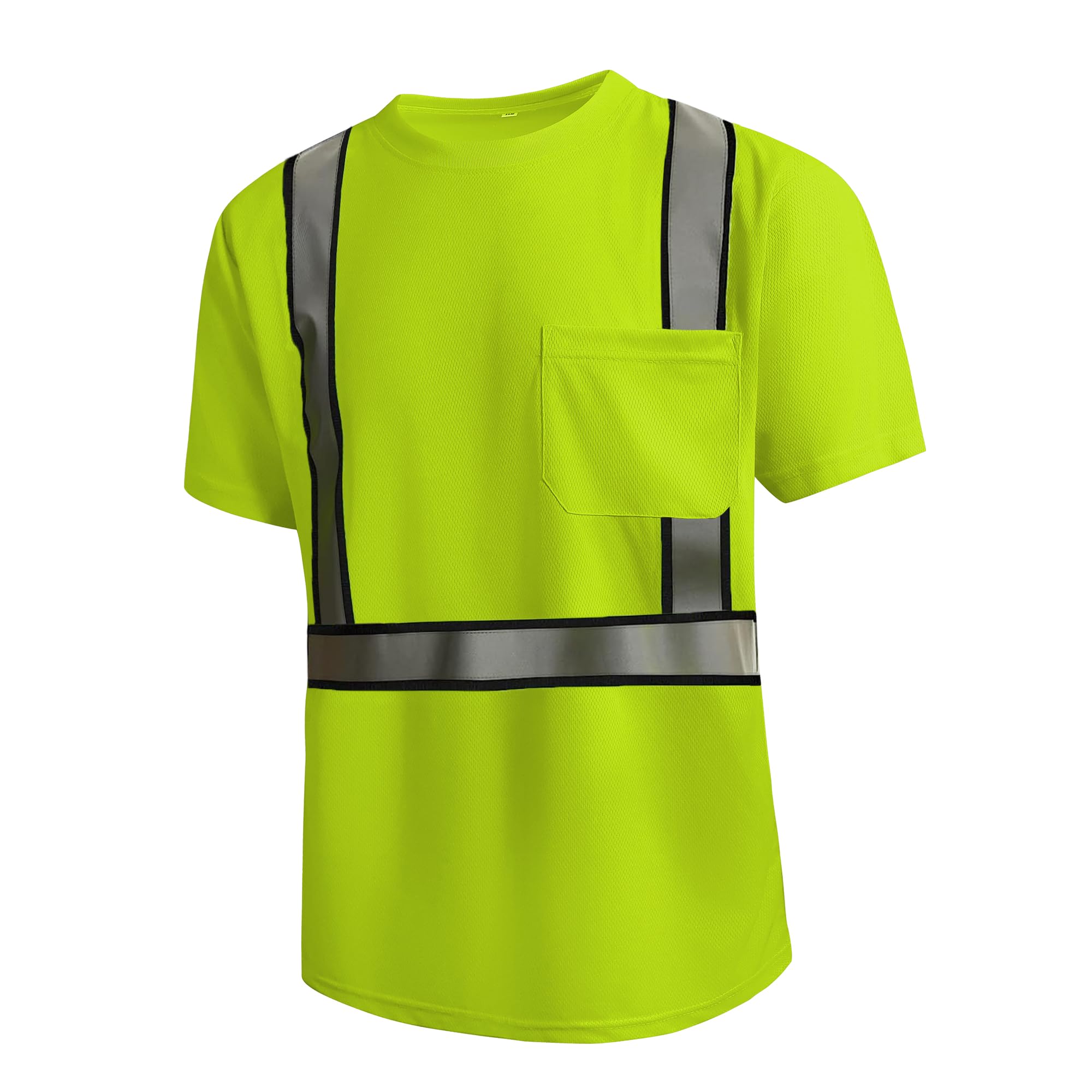 SKSAFETY High Visibility Classic T-Shirts Quick Dry Class 2 Safety Shirts for Men＆Women, Quick Dry Reflective Short Sleeve Breathable Birdeyes T-Shirt