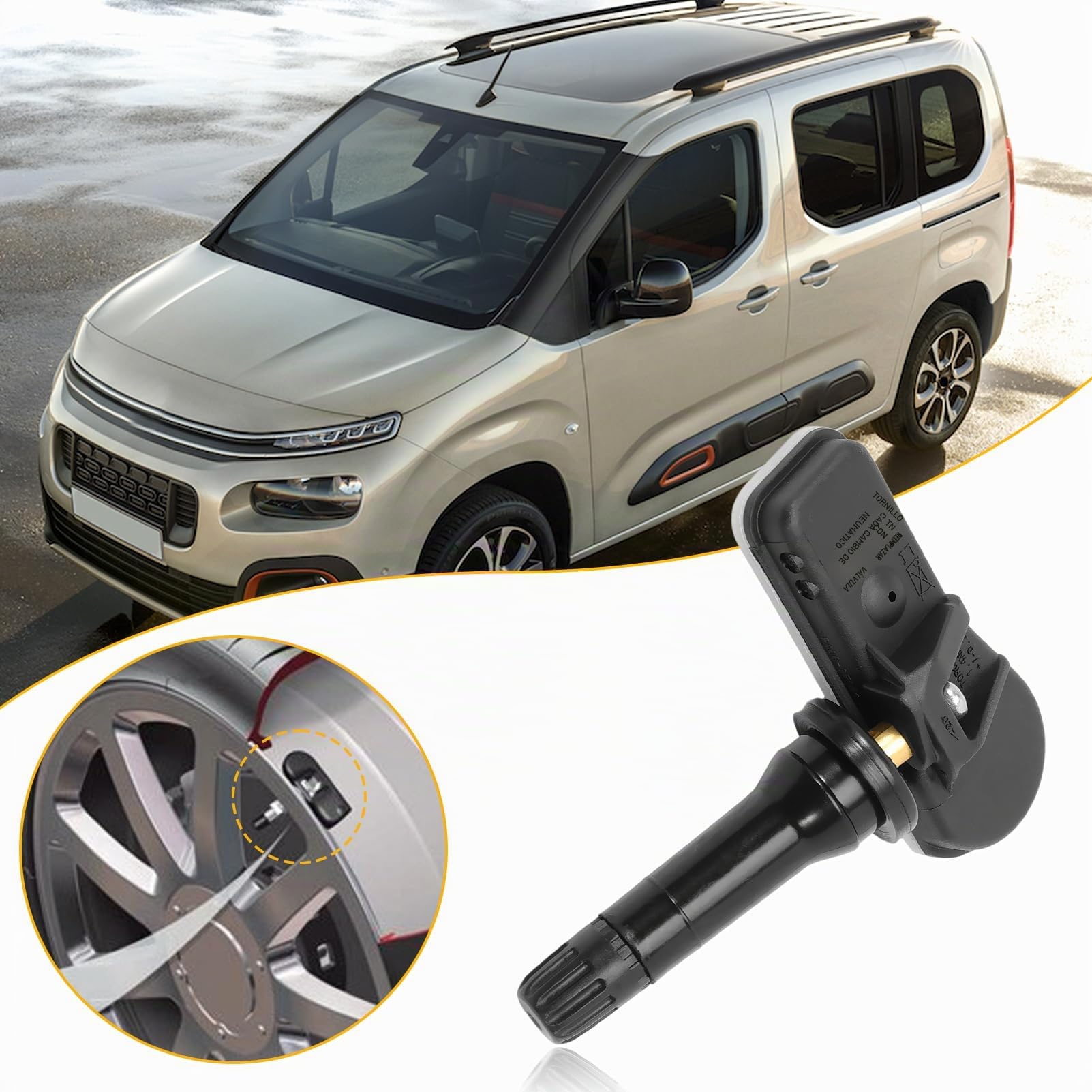 KASturbo 4 sensores presión neumáticos TPMS para Berlingo C4 C5 207 208 308 | C-Elysee, 3008, 301, 408, 5008, Partner, RCZ, 508 SW; OE 9802003680/9502003680; resistente