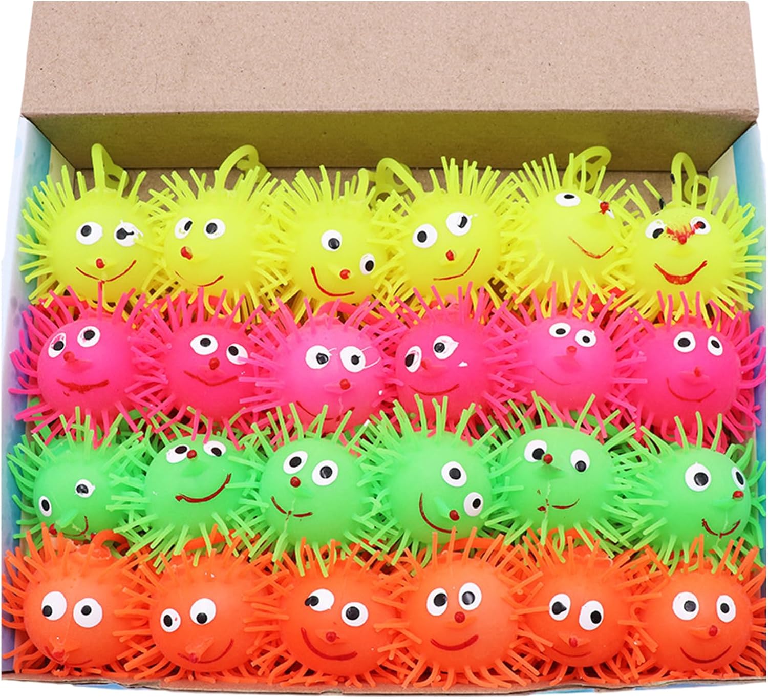 24個 LED パファーボール バレンタインデーカード 子供用 教室用 ライトアップ ストレスボール パーティー 弾むボール グッデ