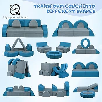 Canapé Modulaire Enfant 10 Pièces - Mousse Convertible Jeu Et Détente - Housse Lavable Rose/beige