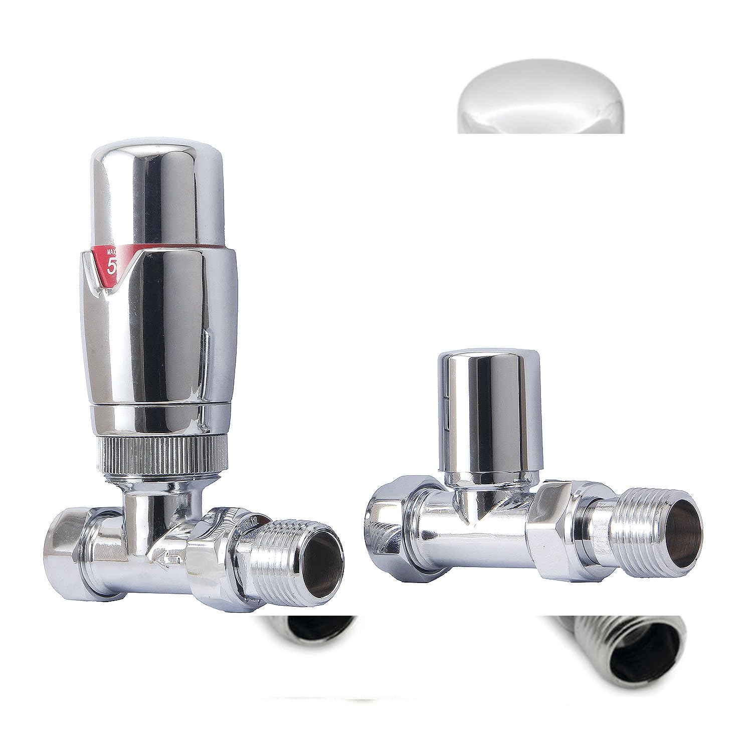 EcoSpa Chrome Straight TRV Thermostatic Radiator Valve Pack (Pair)