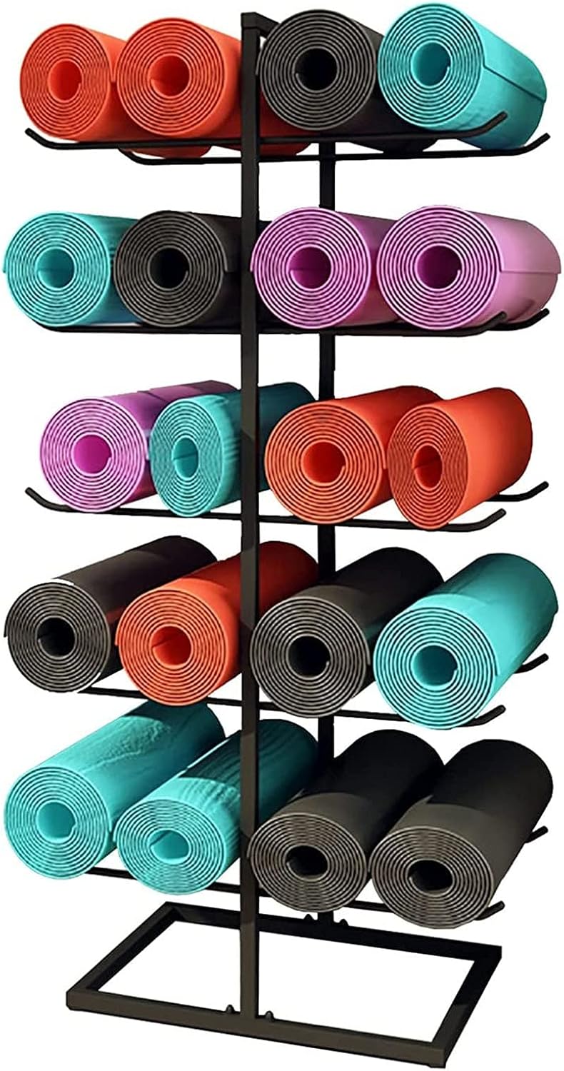 Floor Yoga Mat Rack,5Layer Metal Foam Roller Display