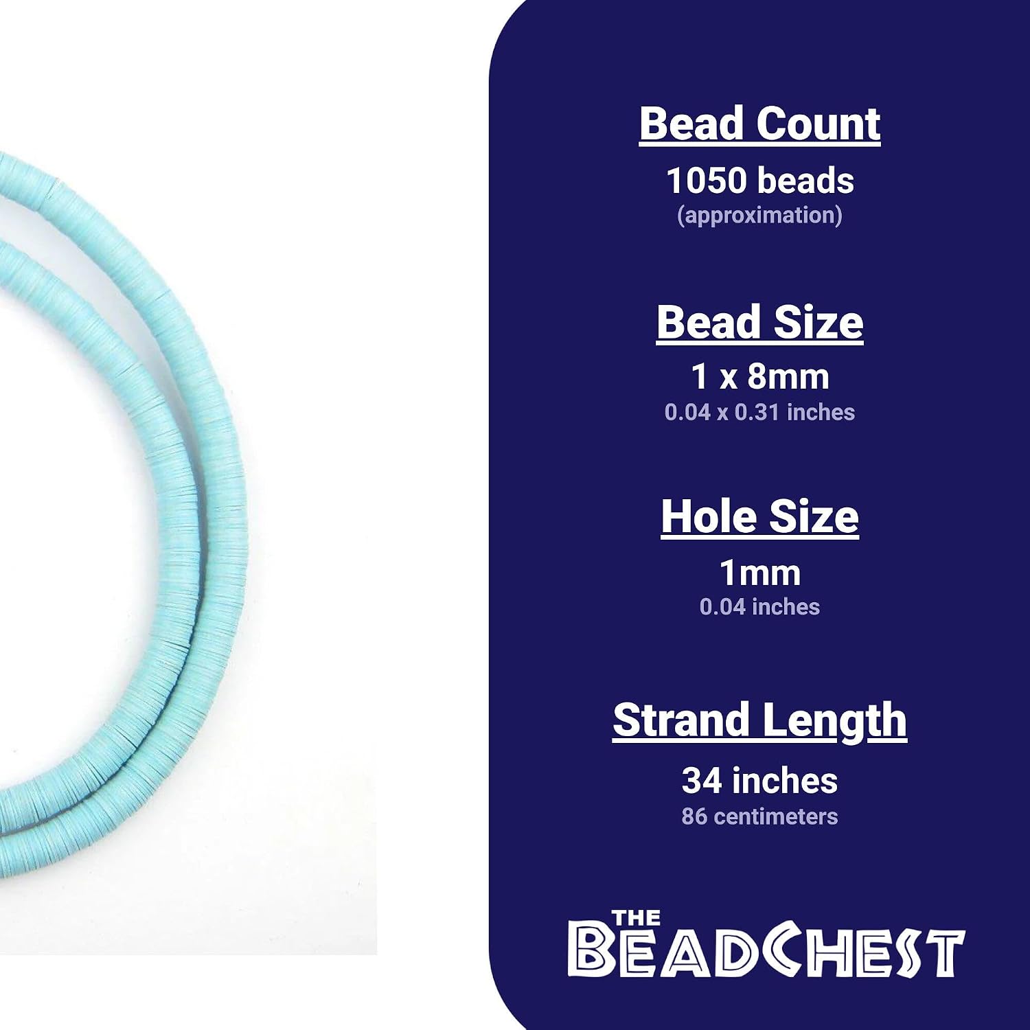 The Bead Chest African Vinyl Beads, Ghana Vulcanite Crafts Supplies for DIY Jewelry Making, Necklaces, Bracelets (8mm, Baby Blue) image 3