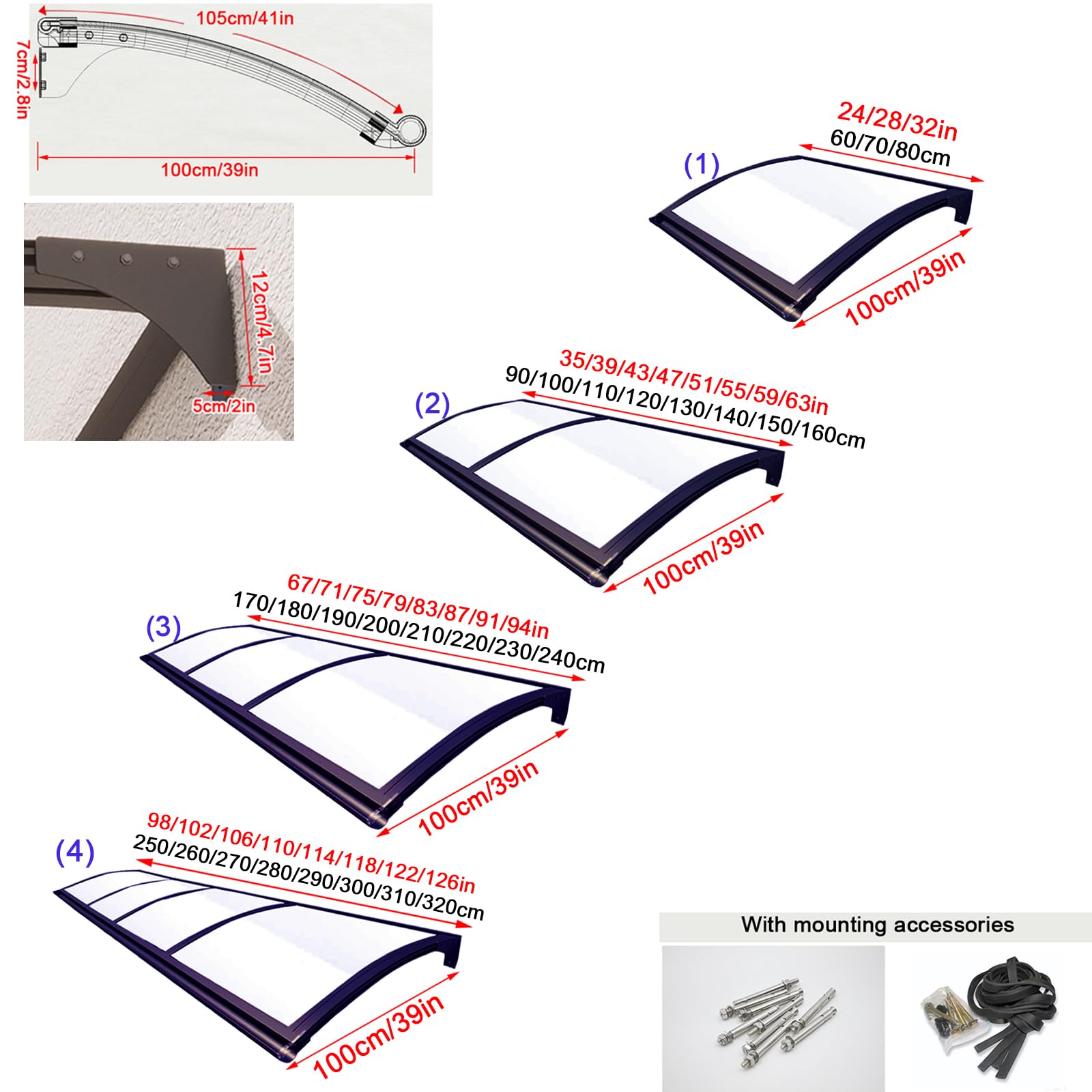 Zlovne Auvent Fenêtre Incurvé,Auvent De Porte | FindTheDeal