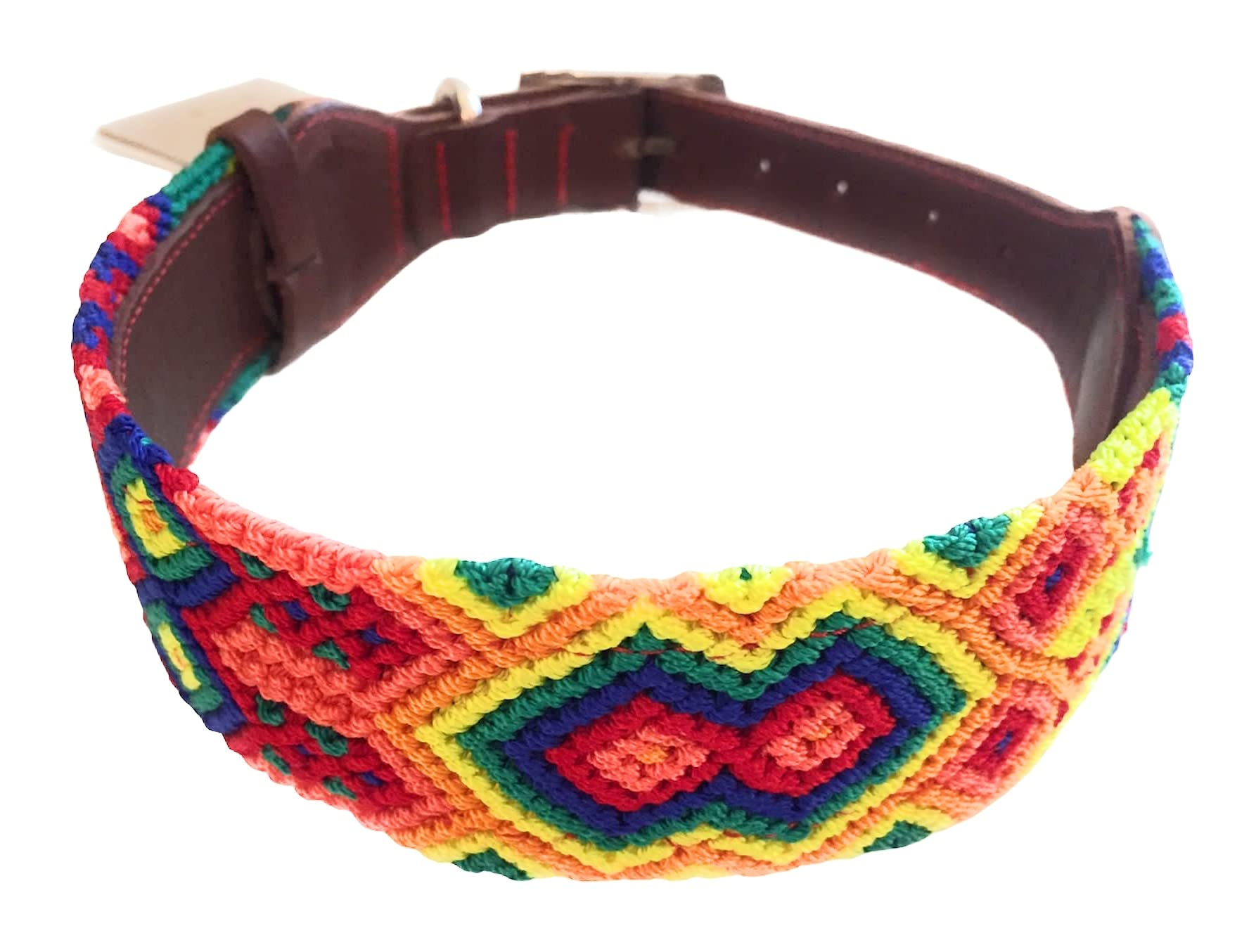 Collar para Perros y Gatos, diseño único e irrepetible, Estilo Mexicano, Hecho a Mano por artesanas mexicanas, Talla L