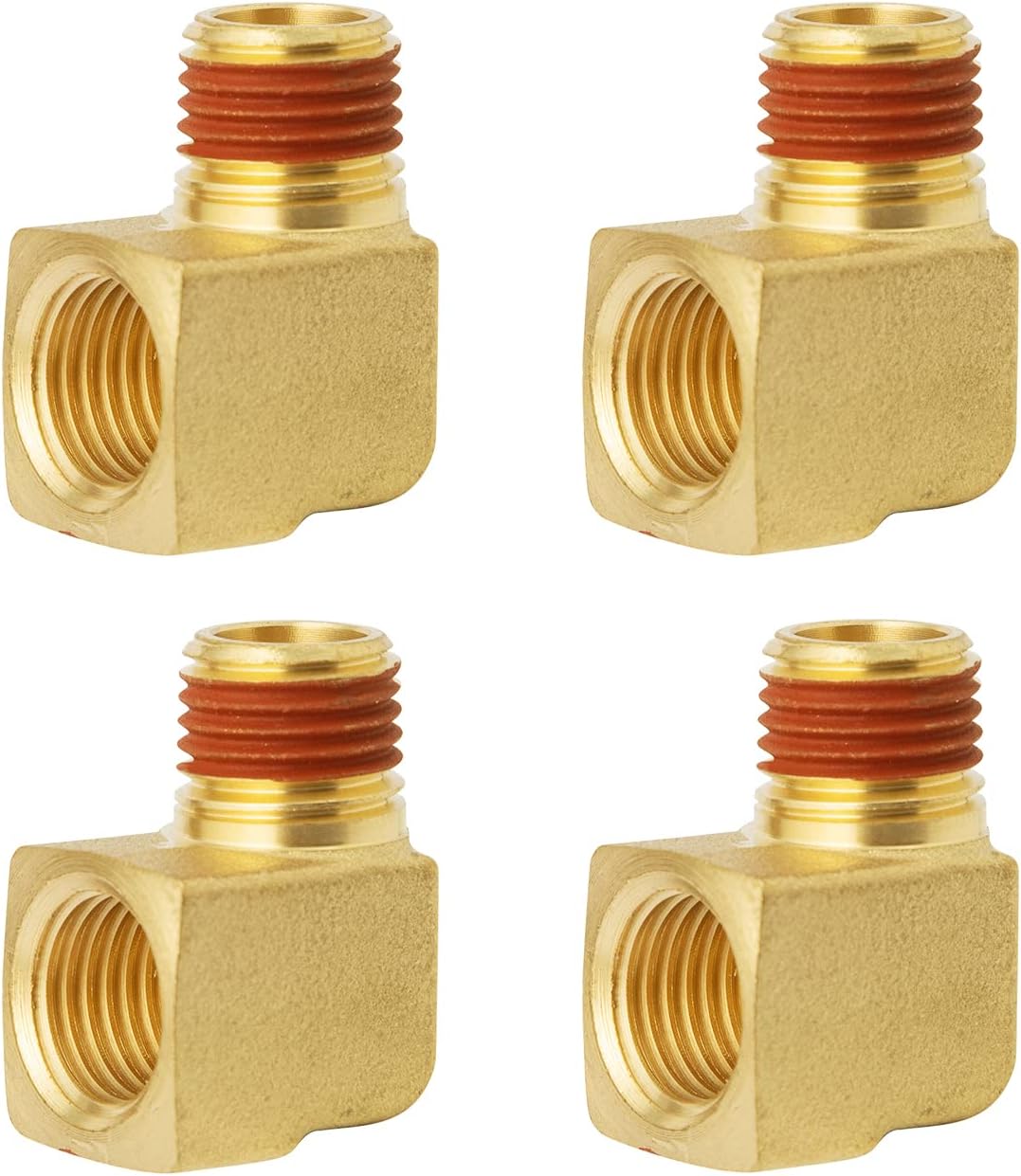 SUNGATOR 1/4 Inch Elbow Fittings, 90 Degree 1/4'' Male × Female Barstock Street Elbow Air Hose Fittings, 1/4'' Brass Barstock Street Pipe Connectors for Air Compressor (4 Pack)