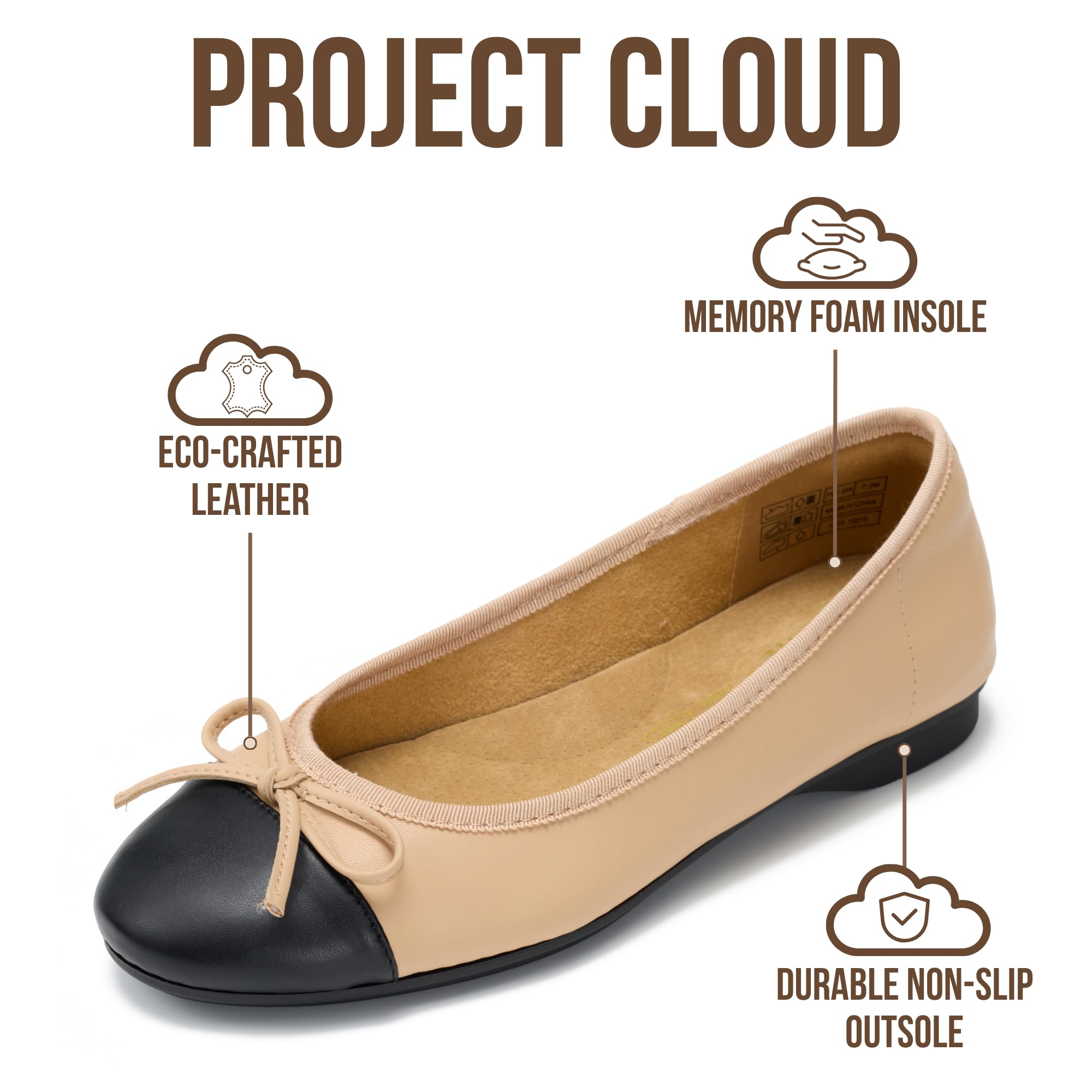 Project Cloud Ballet Flats for Women Shoes - Eco-Crafted with Memory Foam Insole Lightweight Mary Jane Flats - Non-Slip and Comfortable Womens Shoes (Ashley) — view 2