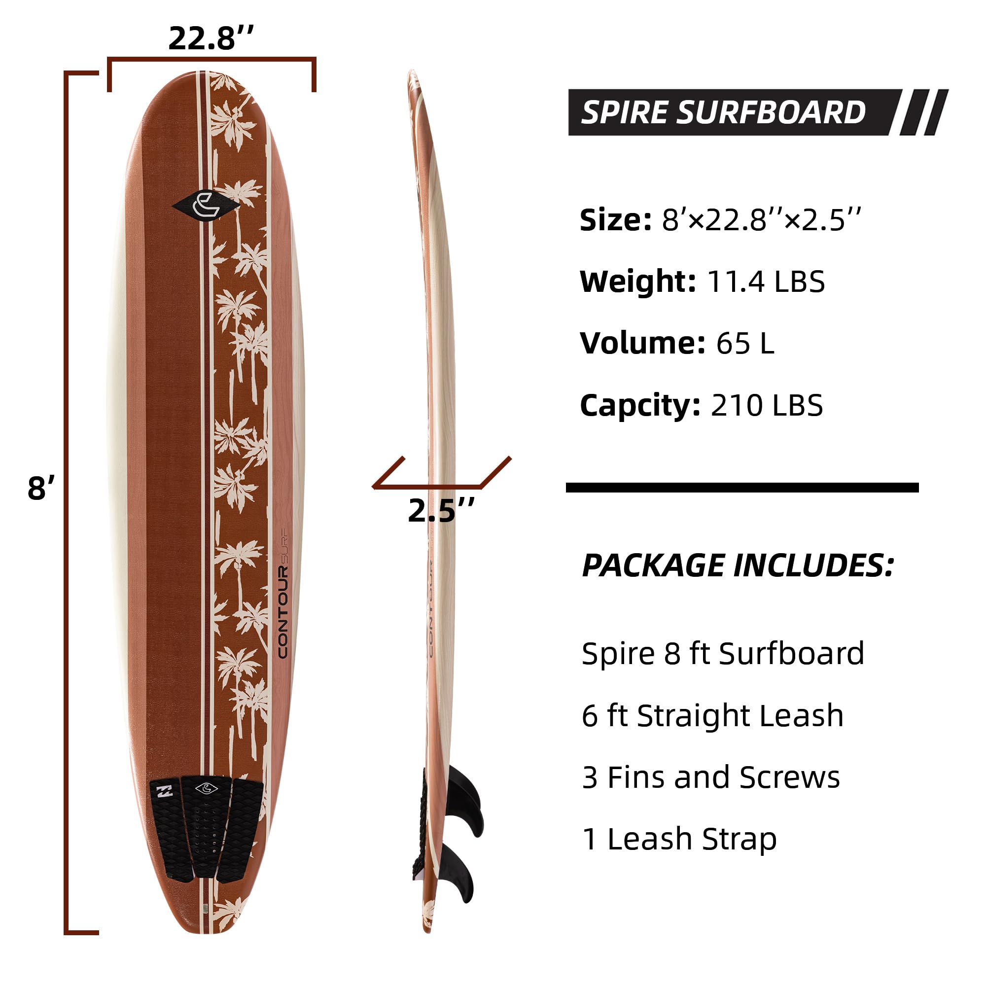 Billabong x CONTOUR SURF deska surfingowa z miękkiej pianki dla początkujących dorosłych i dzieci, lekka krótka deska do surfingu, trwała, stabilna i łatwa w jeździe, dla surferów na wszystkich