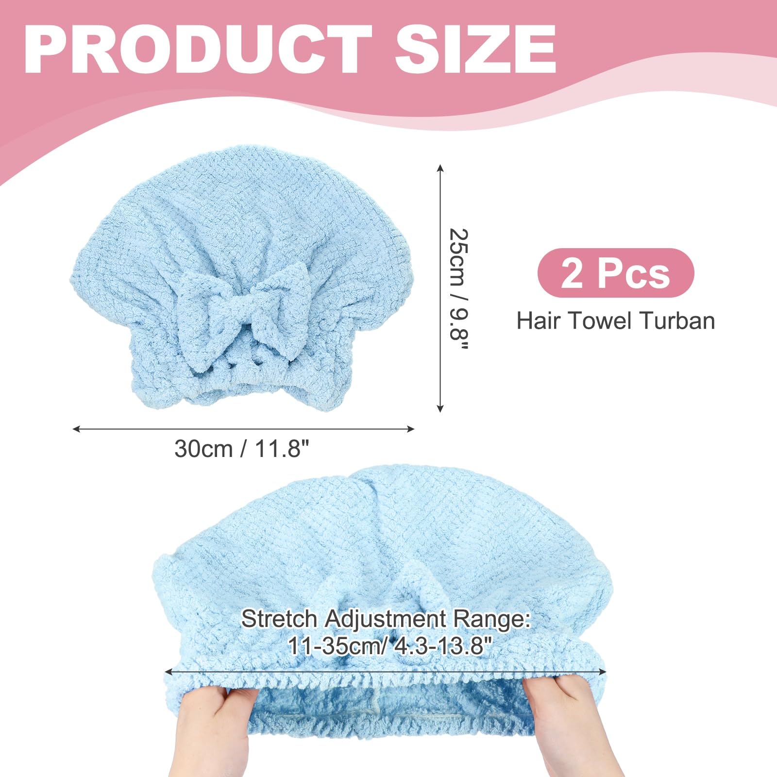QUARKZMAN 2 Pezzi Asciugacapelli, 25 x 30 cm MicroFibre Assorbente Rapido Per Capelli Lisci, Ondulati, Bagnati, Spessi E Crespi, Azzurro Cielo