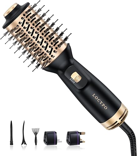 Cepillo secador de pelo de viaje, 4 en 1 automático de doble voltaje (100-240 V), cepillo de aire caliente de 2 pulgadas, mini cepillo secador de