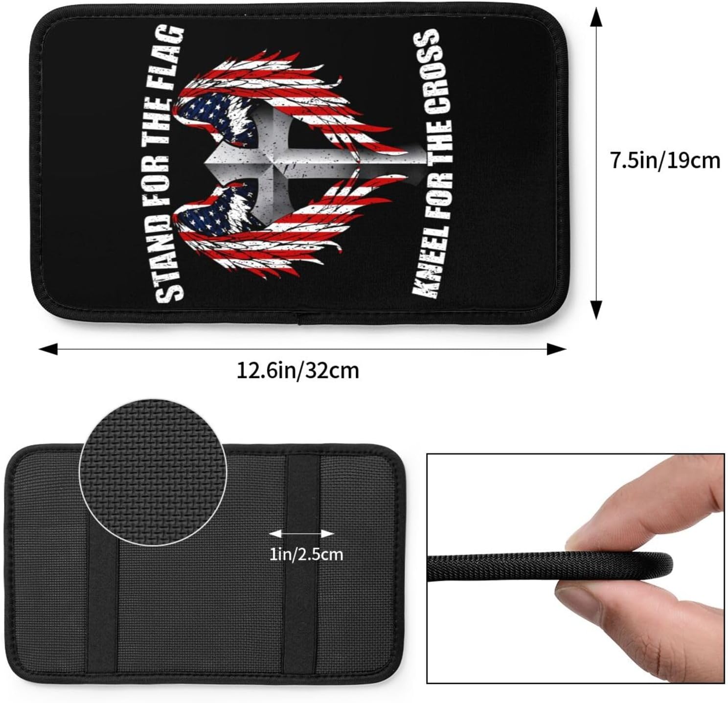 Stand for the Flag Kneel for the Cross Car Armrest Pad Center Console Cushion Cover Universal Fit Decorative Auto Accessories Handrail Box Lid Protector Soft Comfort for Most Car image 3