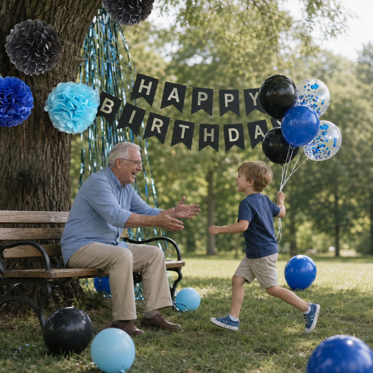 Blue & Black Birthday Party Decorations - Balloons & More -2 Blue & Black Birthday Party Decorations - Balloons & More -2