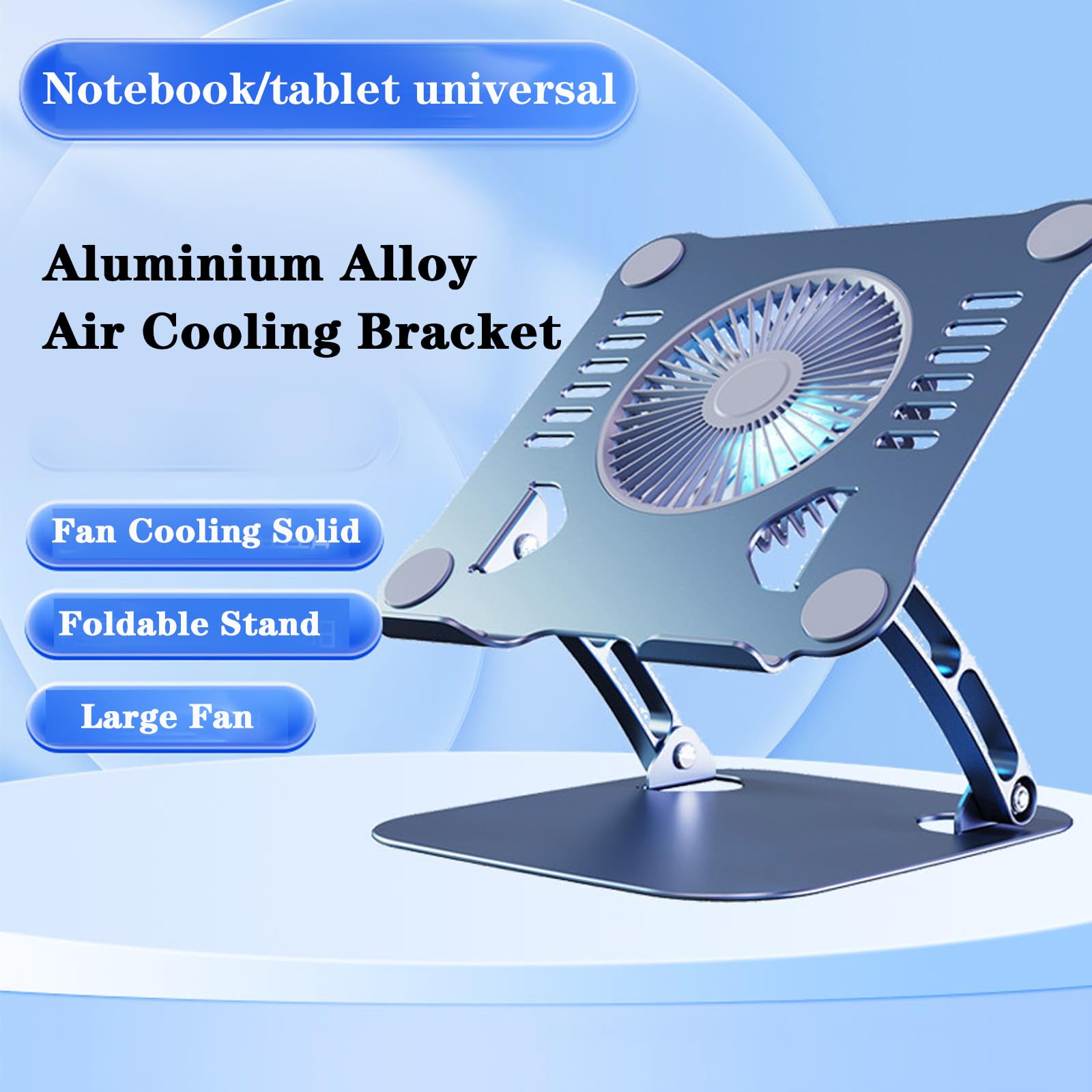 BNEI Supporto per computer portatile, girevole a 360°, ventola di raffreddamento a 180°, altezza regolabile da 5 a 30 cm, laptop fino a 16' (grigio)