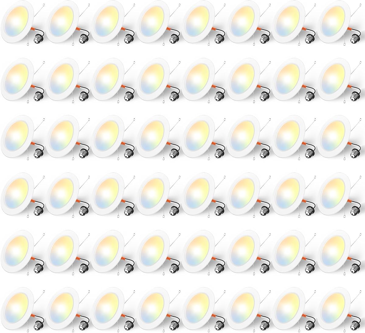 Amico Recessed Lighting 5/6 Inch, 5CCT Flat LED Can Lights, 1050LM, 48 Pack | 2700K/3000K/4000K/5000K/6000K Selectable, Dimmable, High Brightness, 12W, IC & Damp Rated, Retrofit Installation, ETL & FCC