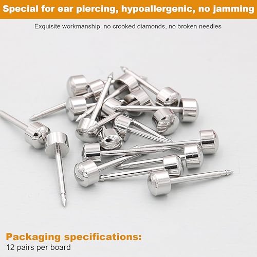 Miniatura 2 de 12 pares de piercings de oreja de acero inoxidable, aretes de acero quirúrgico, piercing de oreja de alta calidad, aretes de tapón de oreja, aretes