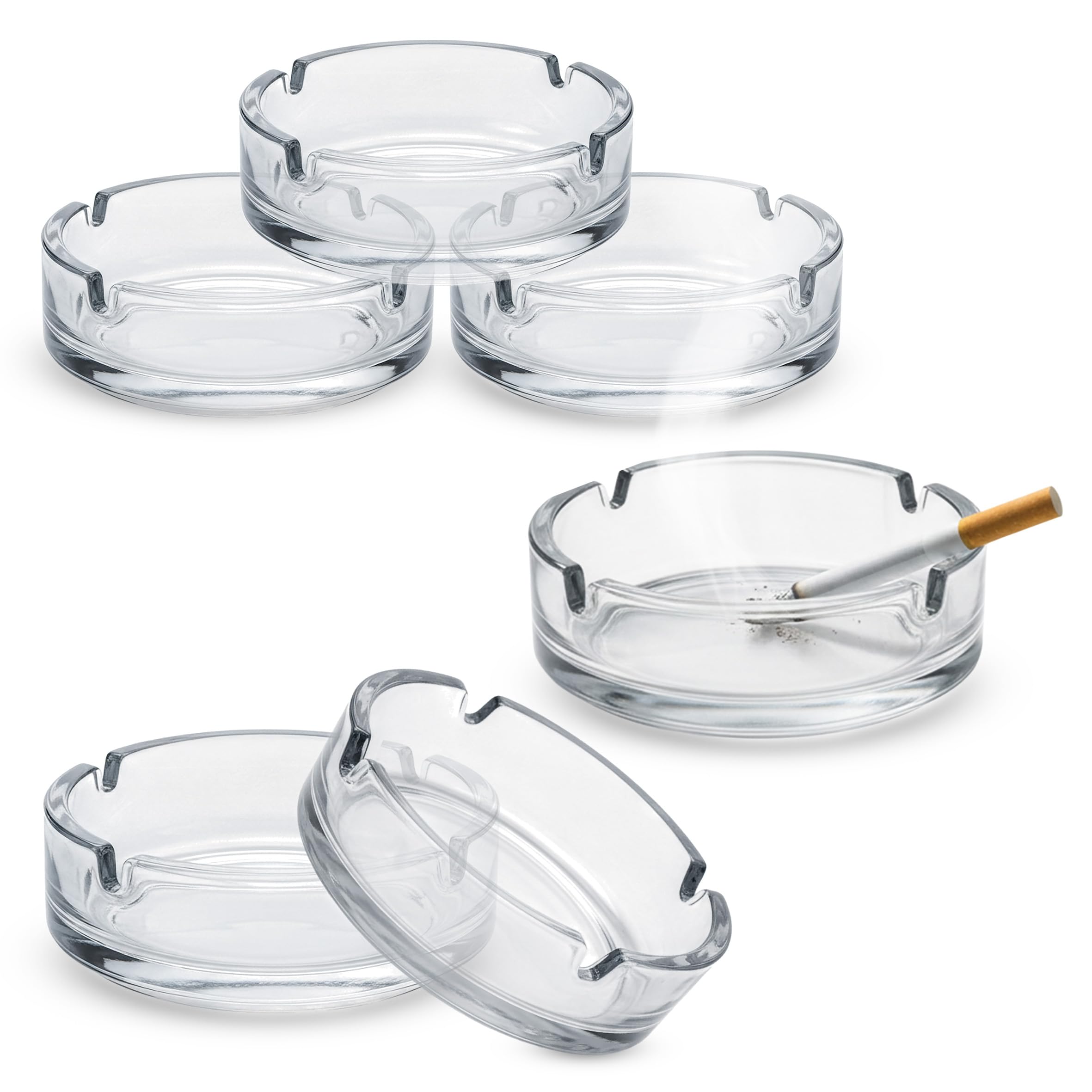 Lot De 2 Cendriers Ronds En Verre 10 Cm - Élégants Et Pratiques Pour Intérieur Ou Extérieur, Restaurants, Bars Et Maisons