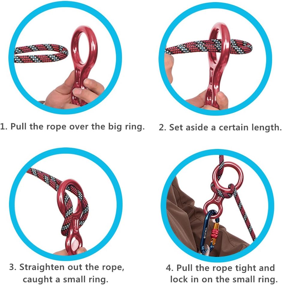 PROND Terminal 8 Descender, Climb Aluminum Figure 8 Descender Rigging Plate Heavy Duty, 35KN Aluminum Alloy Descender for Outdoor Climbing Rappel Gear Downhill Ring Equipment and Belay Device (Red) : Sports & Outdoors
