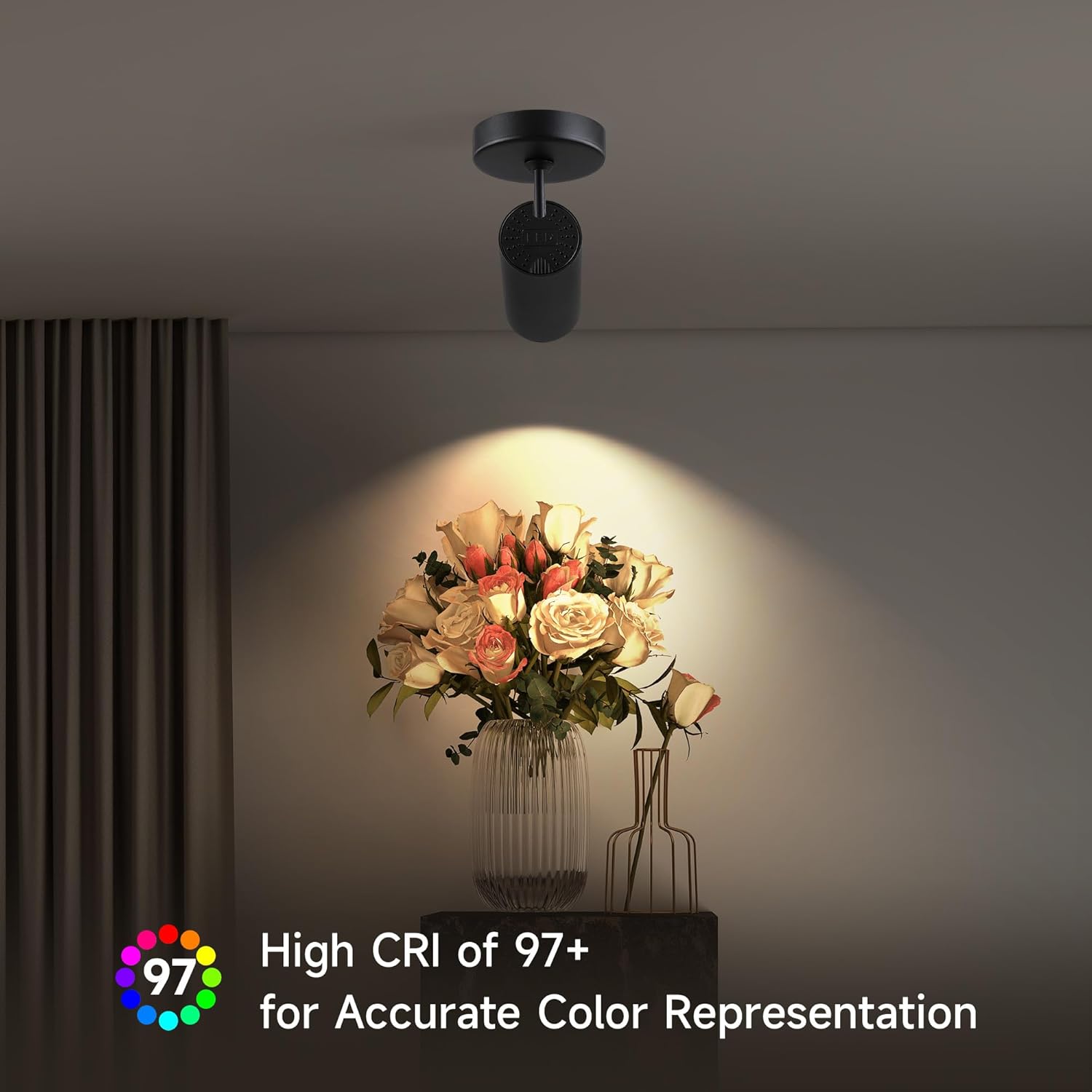 12W LED Dimmable Ceiling Spotlight Indoor - Adjustable Surface Accent Lamp for Corridor, Living Room, Warm White 3000K, CRI 97, Anti-Glare Picture Artwork Spot Light, Black 2 Packs