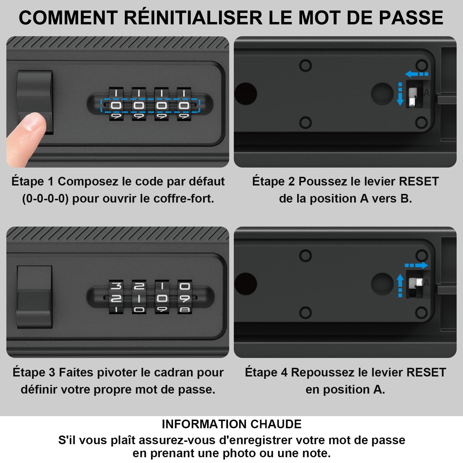 [IP68 & 2 Tête Verrou]Diyife Coffret Fort Portable Sécurisé, 4 Chiffres Combinaison Petit Coffre Fort, Doublure en Silicone, Câble en Acier Amovible-Anti-Coupure et Anti-Perte, pour Maison Hôtel Plage
