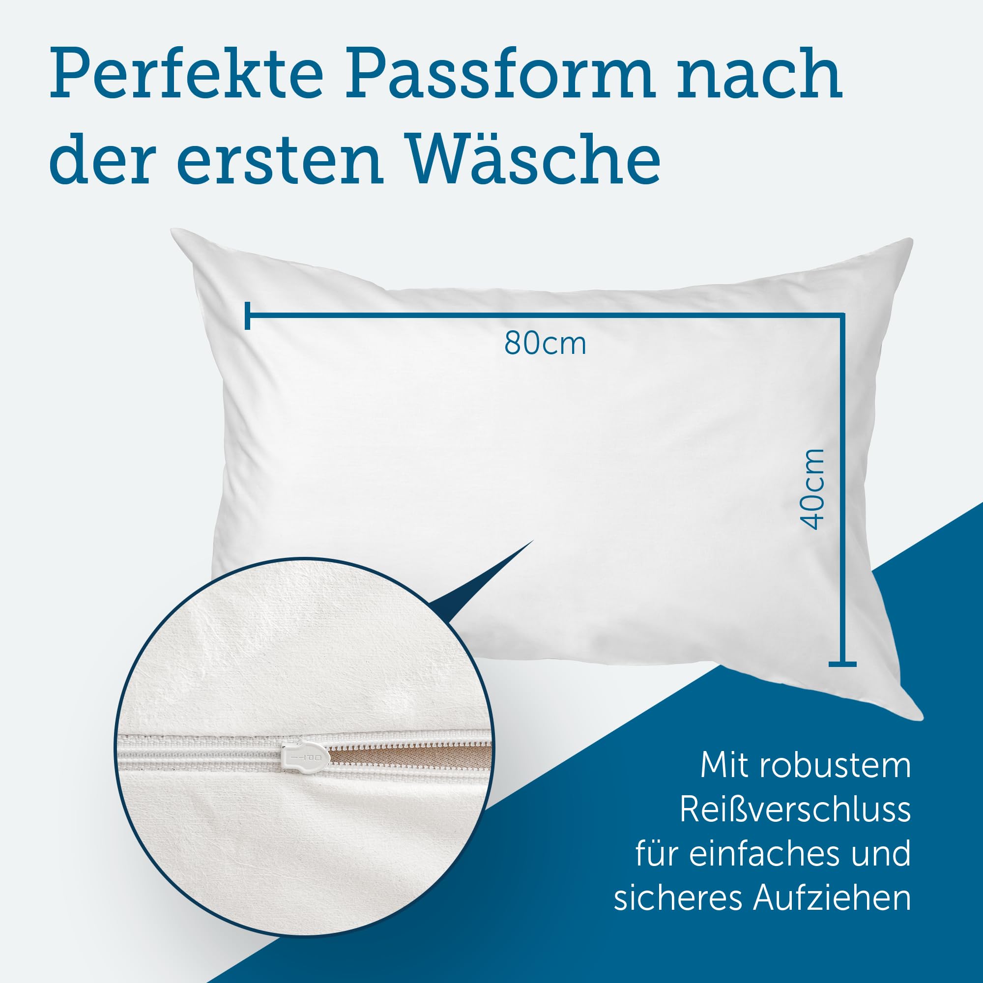 SETEX Antiallergen Kissen-Schonbezug, 40 x 80 cm, Evolon-Vlies, Kissenbezug für Kopfkissen, Protect & Care Bettwäsche, Weiß Küche, Haushalt & Wohnen