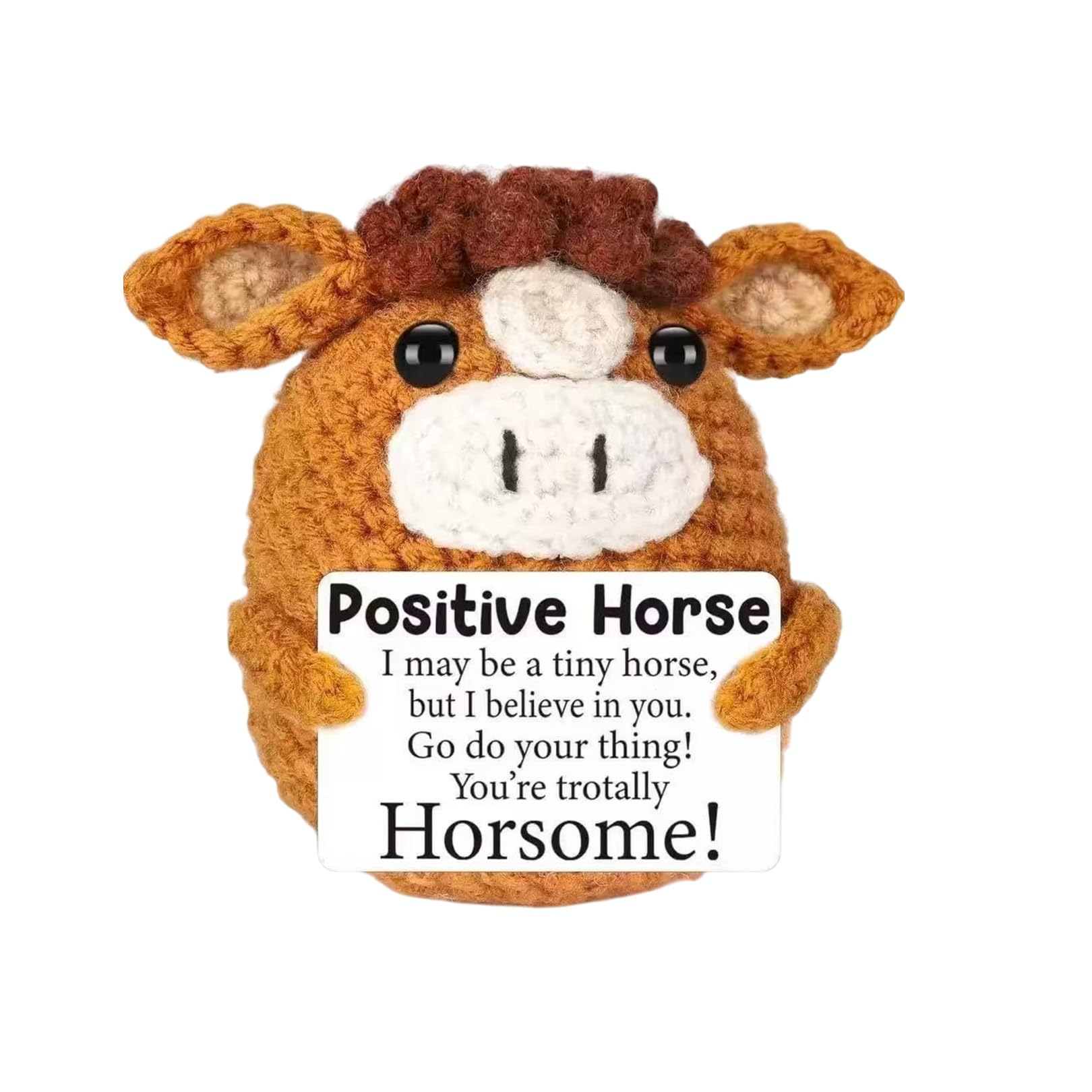 QiaoLiangYao Horse Gifts for Women and Men,Positive Crochet Animals,Emotional Support Plush,Horse Lover Gifts,Cute Miniature Fun and Uplifting Crochet Horses, for Home,Office,School Desk Decoration