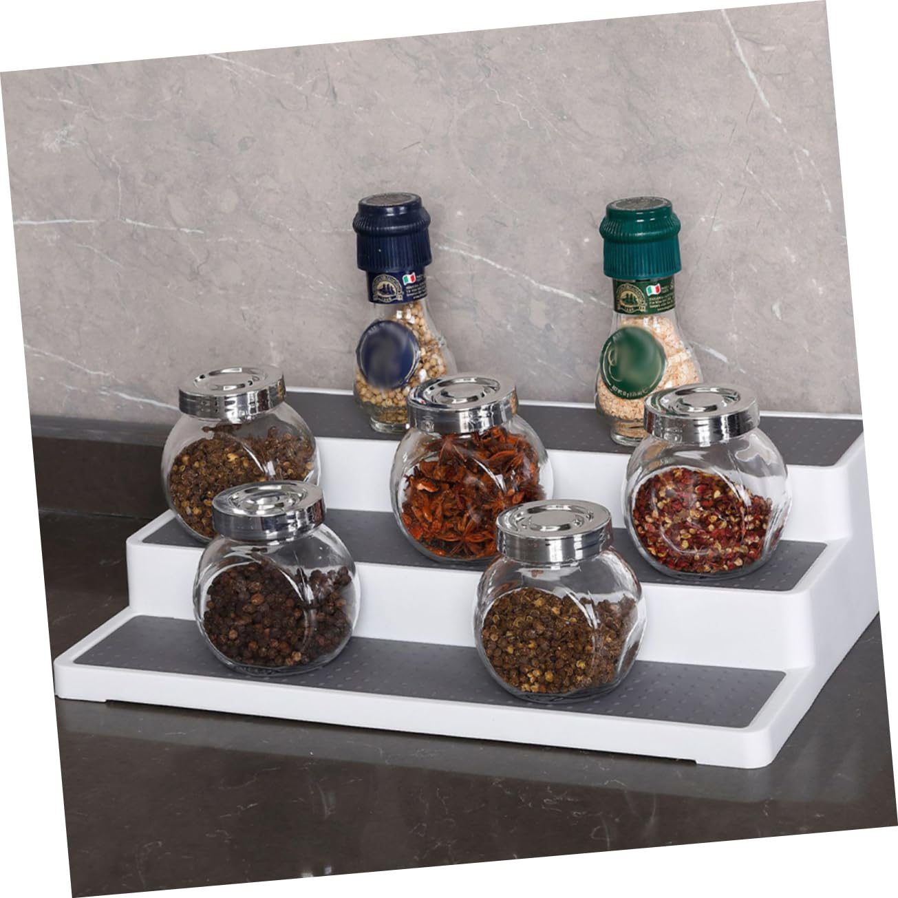 Cabilock Porta Spezie Organizer Scaffale A Gradini Scaffale Porta Spezie A 3 Livelli Per Armadietto Da Cucina Organizer Per Spezie