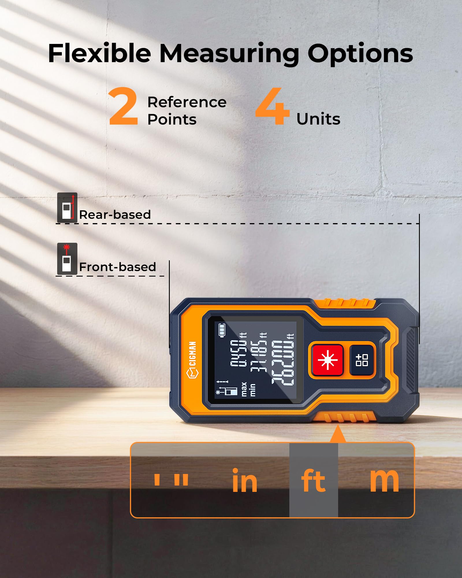 CIGMAN Mini Laser Measuring Tool, 262Ft Laser Tape Measure for Home&DIYers — Amazon image 6
