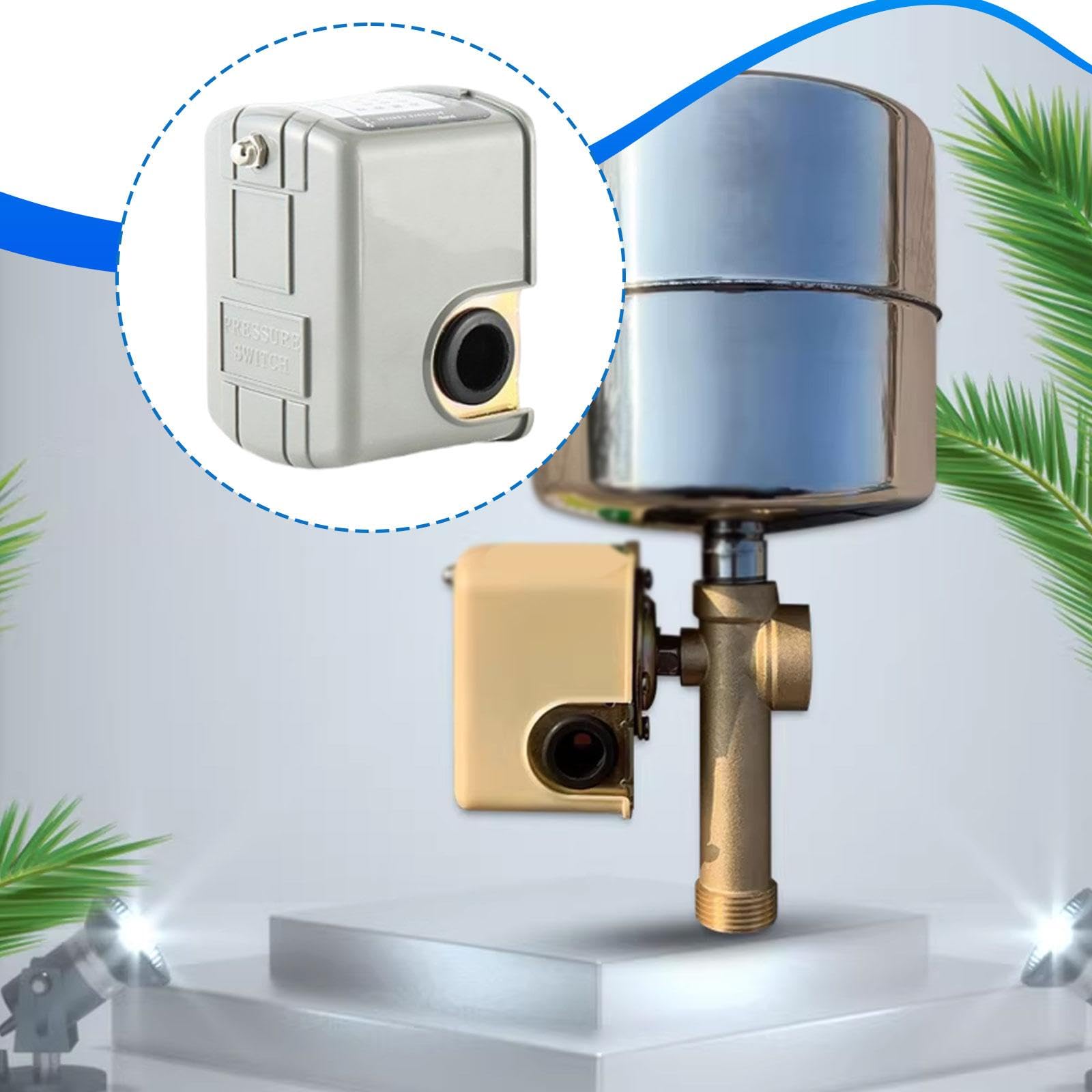 Pressostato Regolabile per Pompa Acqua con Range Pressione Selezionabile Interruttore Differenziale Automatico Accessorio per Installazione su Pozzo a, da 1 a 4 Maschi