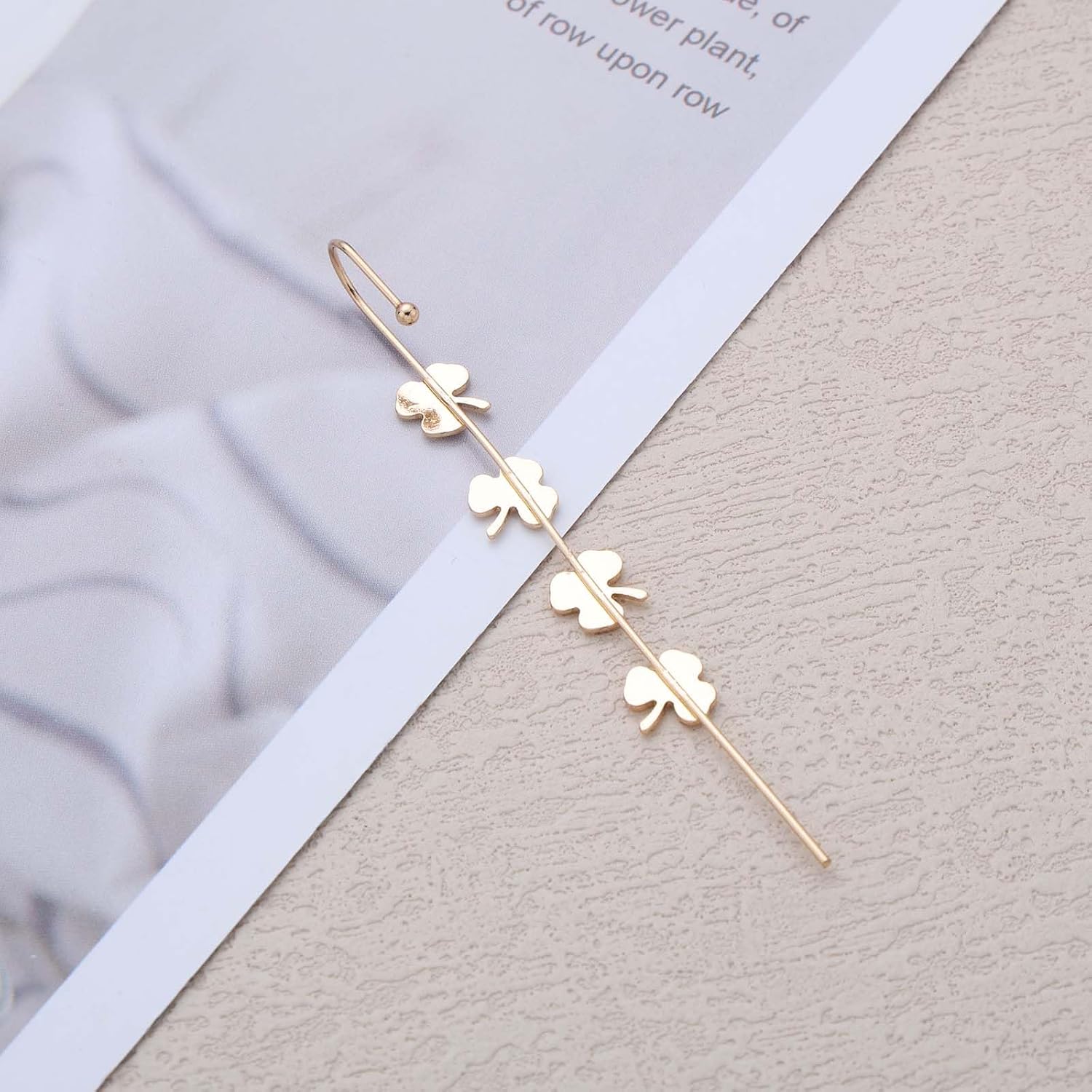 Leaf Ear Wrap Hook Earrings Gold Leaf Ear Crawler Earrings Vintage Ear Cuff Climber Hook Earring Leaves Stud Earring Jewelry for Women - Image 7