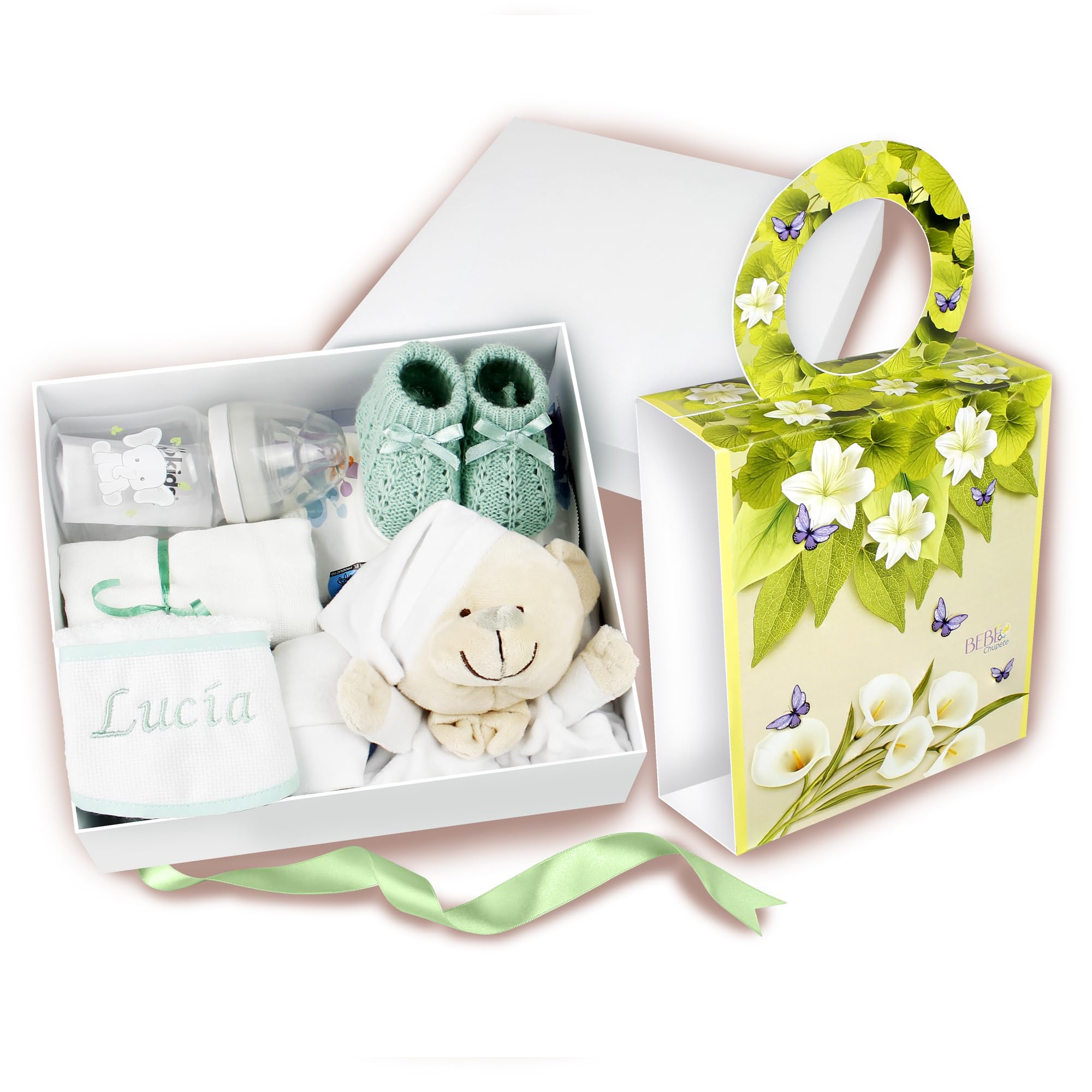 Bebe Recien Nacido- Regalo Bebe Recien Nacido Niño- Regalo Para Bebes Recien Nacidos- Regalo Recien Nacido-Cosas Para Bebes Recien Nacidos- Cesta Bebe Recien Nacido Niño-Baby Shower-Cesta Bebe (Verde)