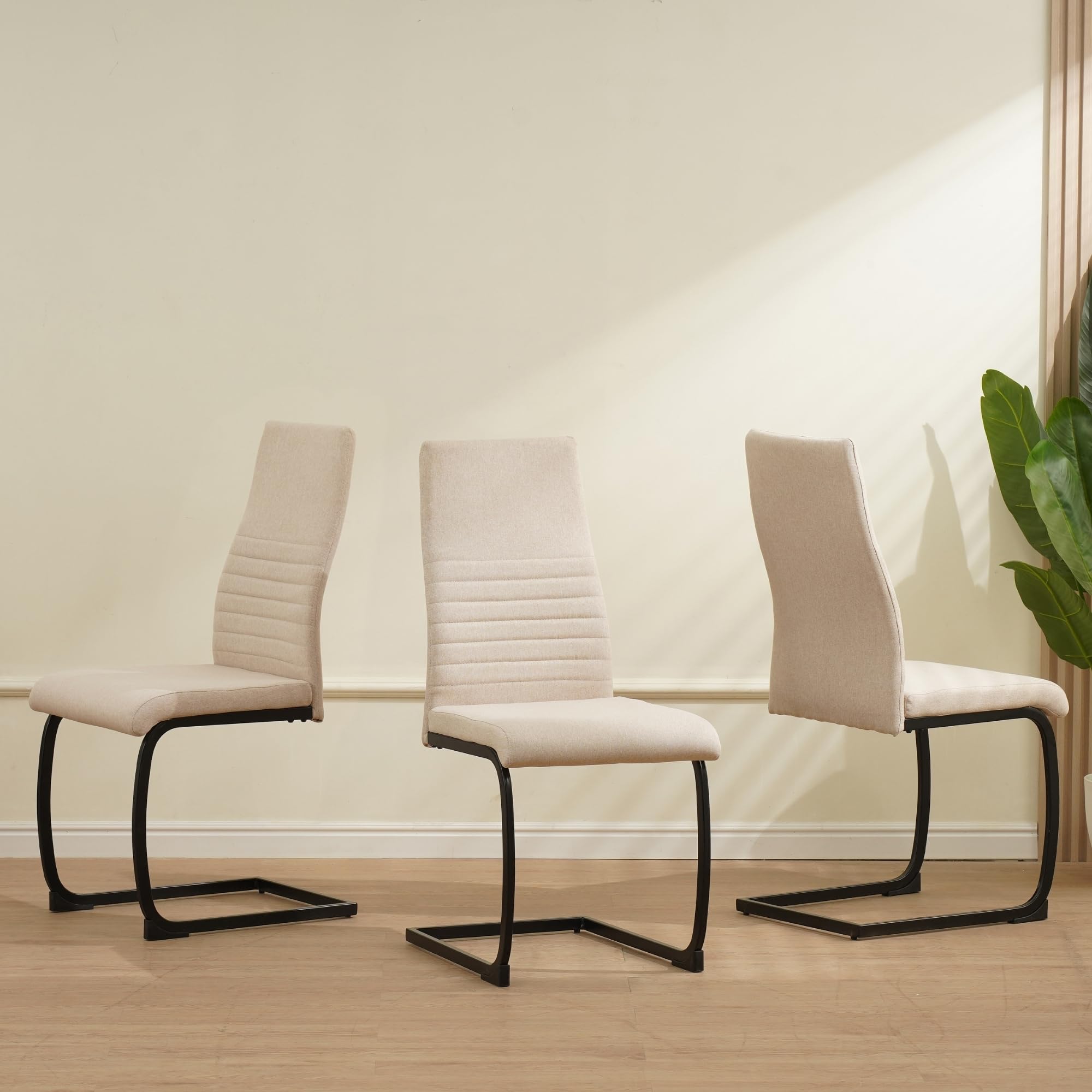 ALBATROS Freischwinger Stuhl TURANO 4er Set, Beige - Esszimmerstuhl Schwingstuhl mit Modernem Design, Stoff-Bezug, Dicke Polsterung - Küchenstuhl, Polster-Stuhl Esszimmer, Esstisch Stuhl