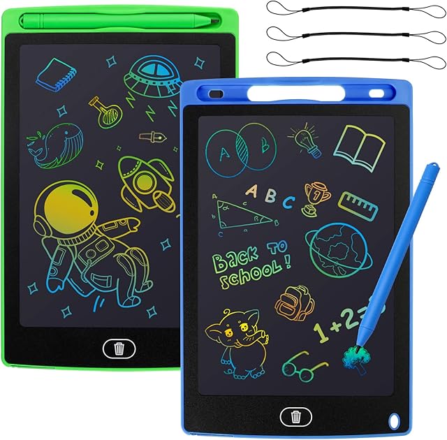 yingd LCD Writing Tablet, 2 Pack Colorful Screen LCD Writing Drawing Tablet for Kids, 8.5 Inch Writing Doodle Drawing Board, Scribbler Drawing Pad, Learning Educational Gift for 2-8 Years Old Girl Boy