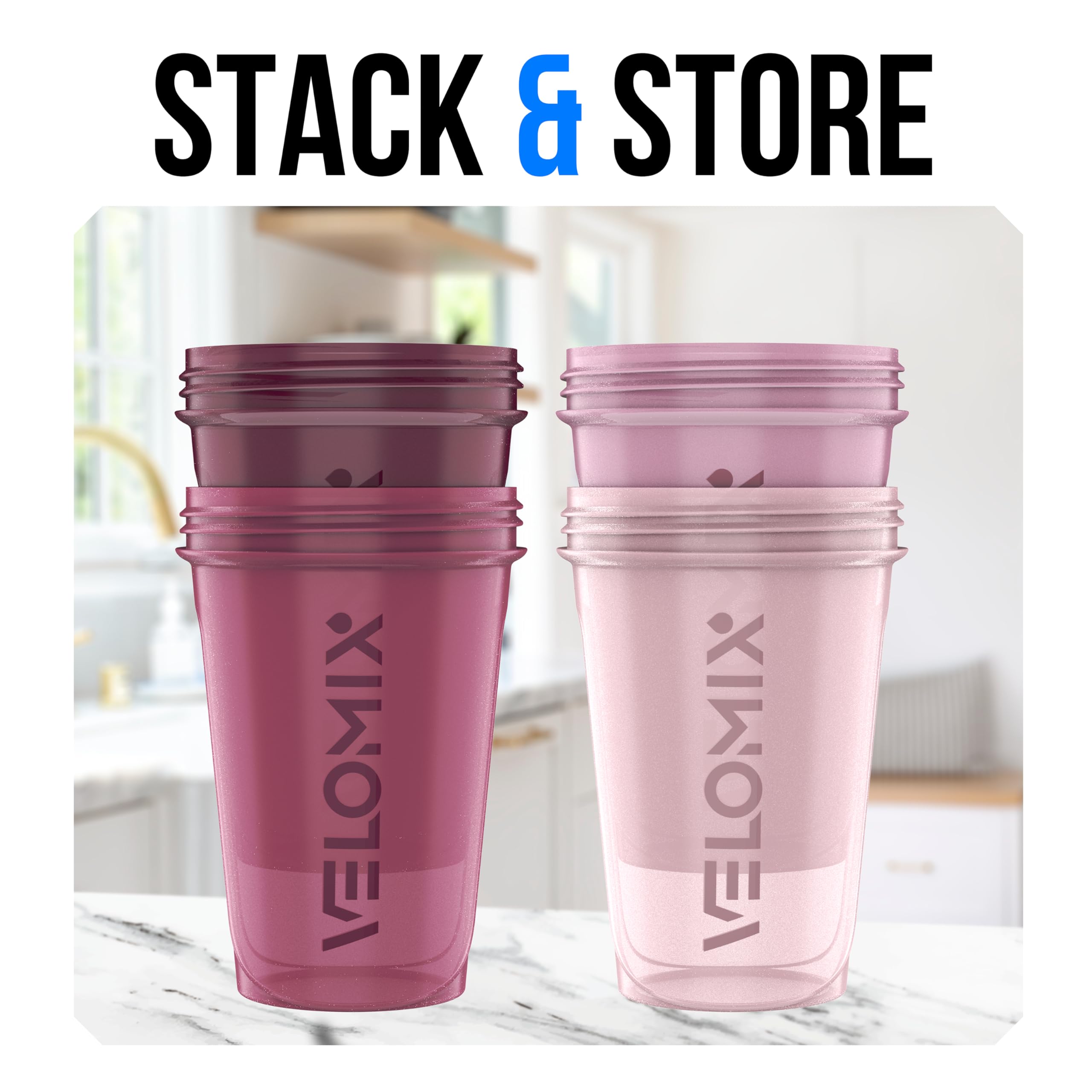 Amazon.com: VELOMIX -4 PACK- 20 OZ Protein Shaker Bottle for