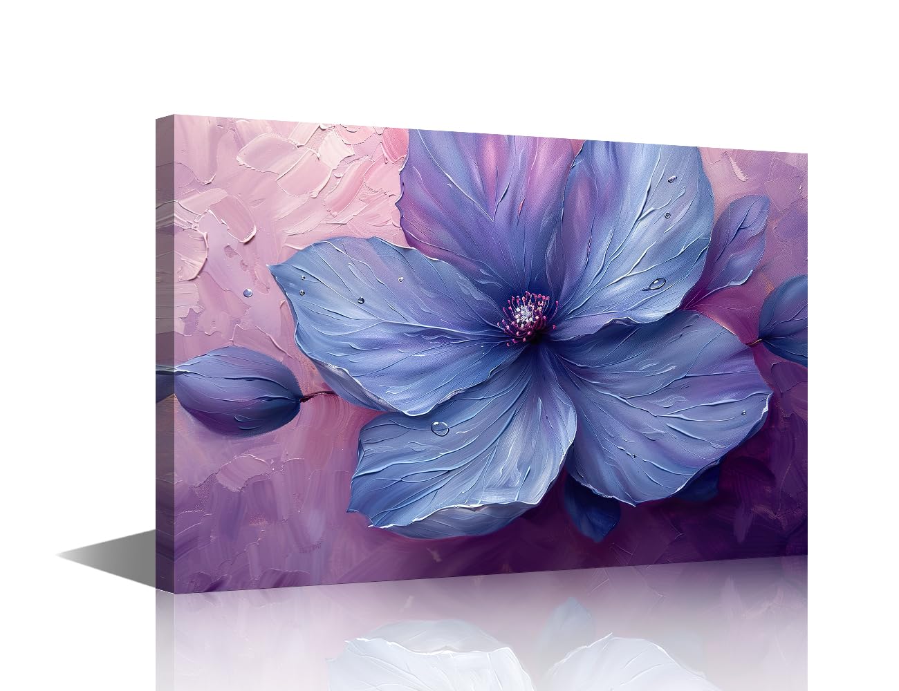 1 Panels Modern Wall Art Purple Delicate Petal Pictures Print on Canvas for Home Wall Decorations 3D Flower Artwork Stretched Framed Gallery-Wrapped Ready to Hang