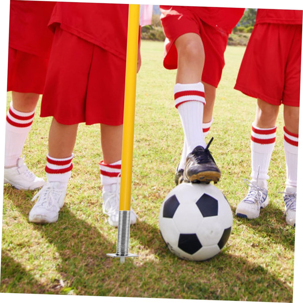 Luxshiny 3pcs Spring-Loaded Spike Soccer Corner Flag Bases Spring-Based Pole Mount Ground Stakes Football Training Agility Equipment for Outdoor Field Marking