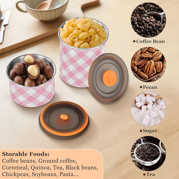 DOMIKING Recipiente Acero Inoxidable Hermético 900 ml para Café, Té, Cereal miniatura 6