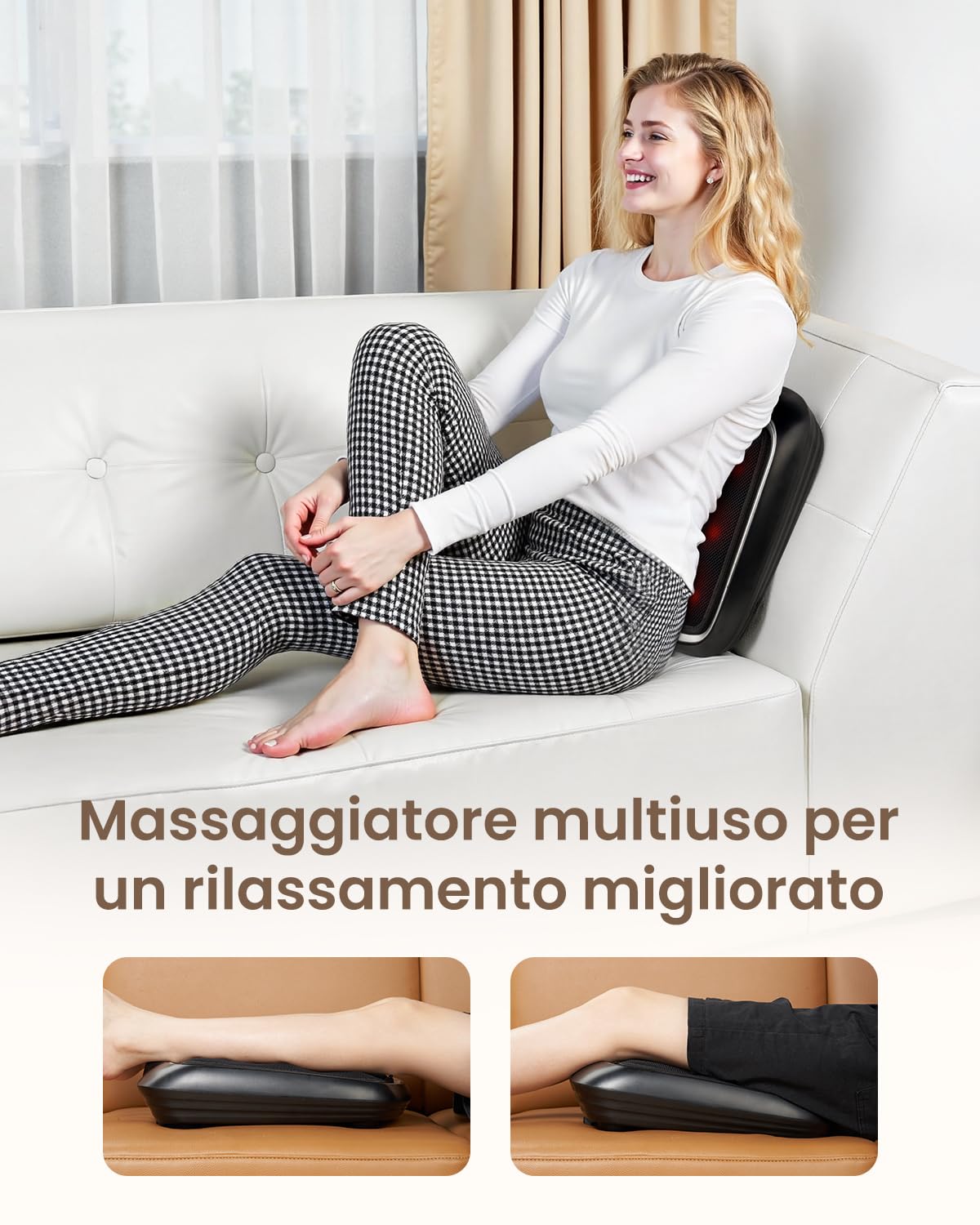 RENPHO Massaggiatore con calore, Macchina per Massaggiatore Elettrico per Piedi Shiatsu per Schiena per Impastare a Caldo per Gambe