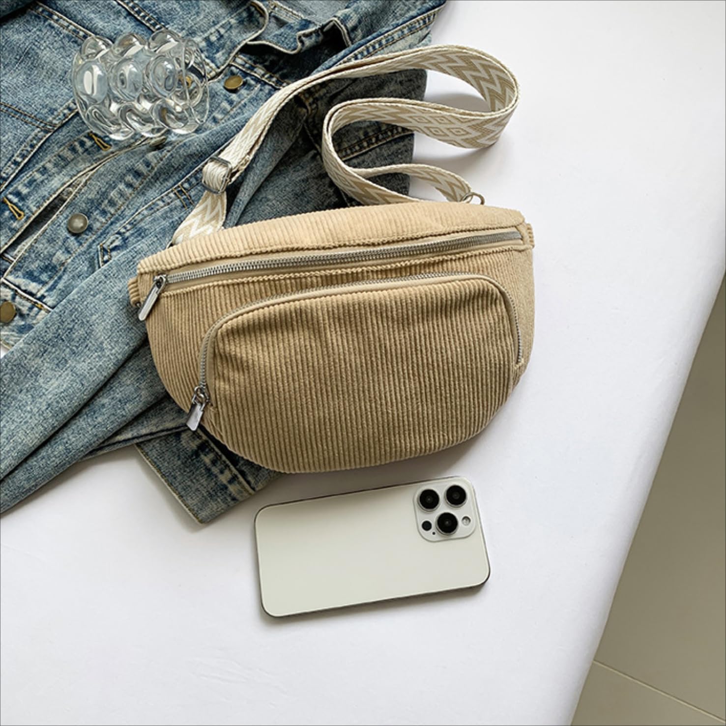 Sac banane en velours côtelé