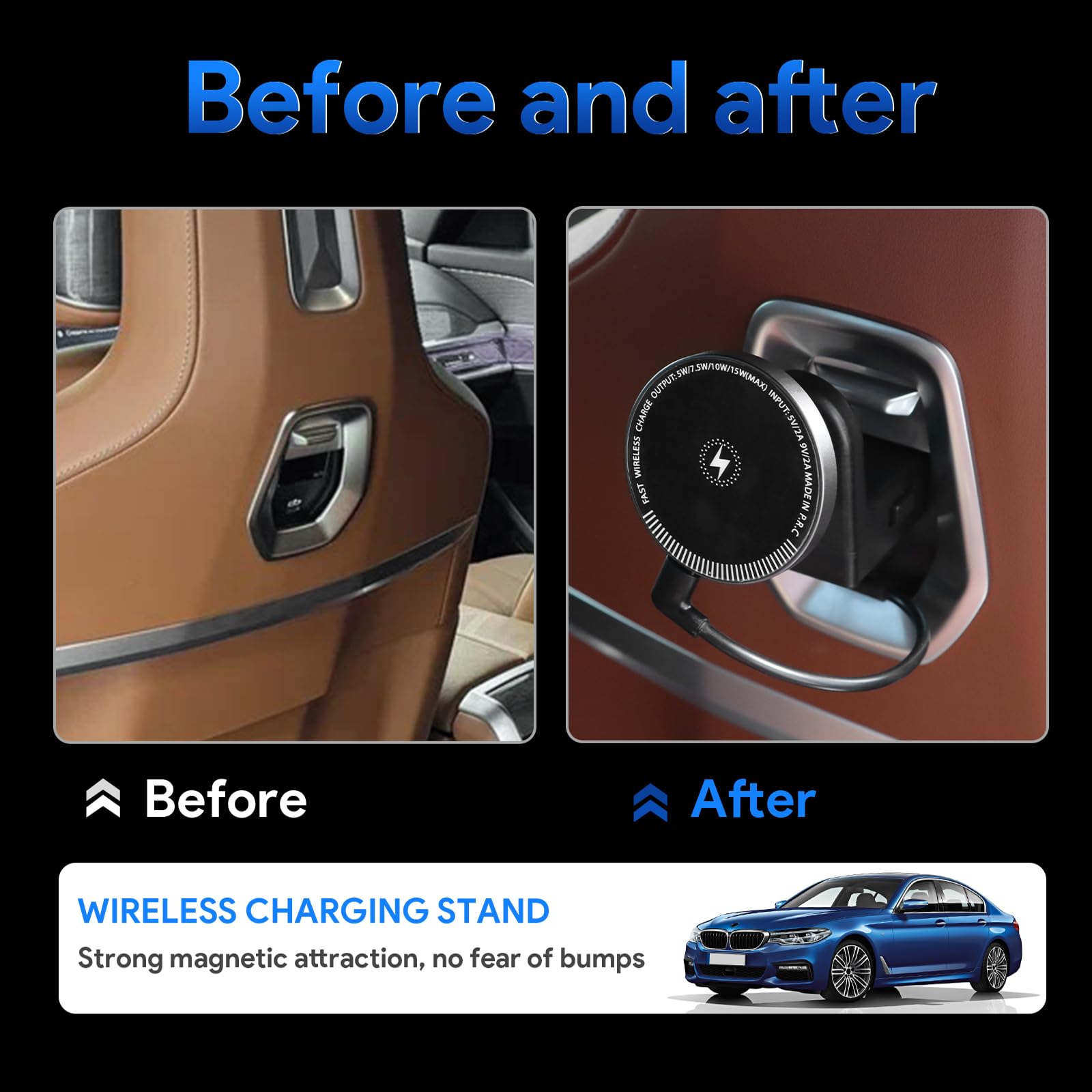 KUNGKIC Supporto per tablet da auto per BMW X3 X5 X6 I20 G05 G06 G45 G60 G61 G70 Mag-Safe supporto magnetico per auto (B(caricatore wireless)