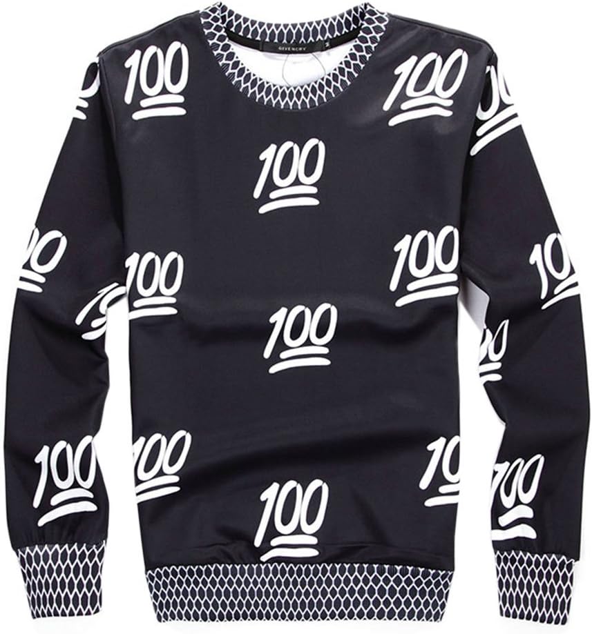 Women's Black 100 Score Emoji Jogging Suits Sweater Unisex 3d Sweatshirts (L)
