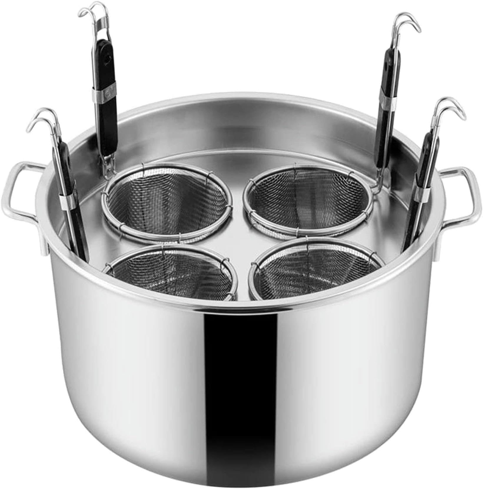HTTGDGDH Stainless Steel Dumplings Cooking Cooker,Noodle Boiler, Pasta Cooker With 4 Mesh Insert Strainer Basket, For Kitchen Restaurant Home,
