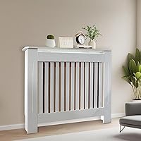 DOLEMODUO Radiator Cover Cabinet 44x36x7.5" Solid Wood Heater Safety Enclosure Shelf White - Burn Protection & Home Decor