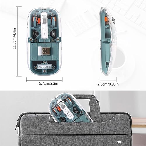 Miniatura 7 de KEDAFE Ratón inalámbrico Bluetooth con LED, delgado, recargable, inalámbrico, silencioso con pantalla de alimentación, cubierta magnética