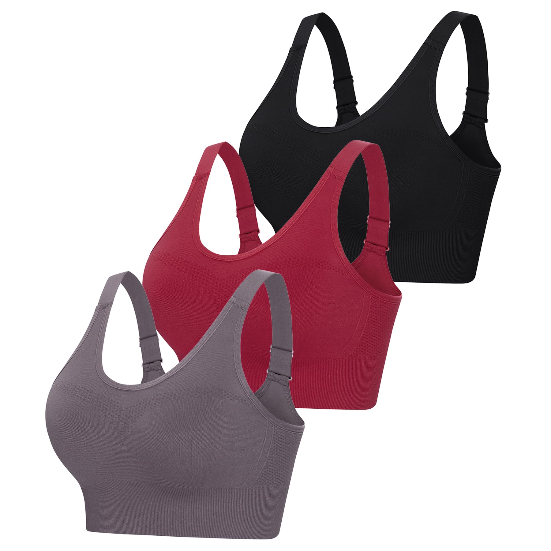 Leversic Sport-BH Damen Breite Verstellbare Träger Sports Bra Push-Up Hoher Halt Ohne Bügel Ideal für Laufen Fitness Training S-XXL