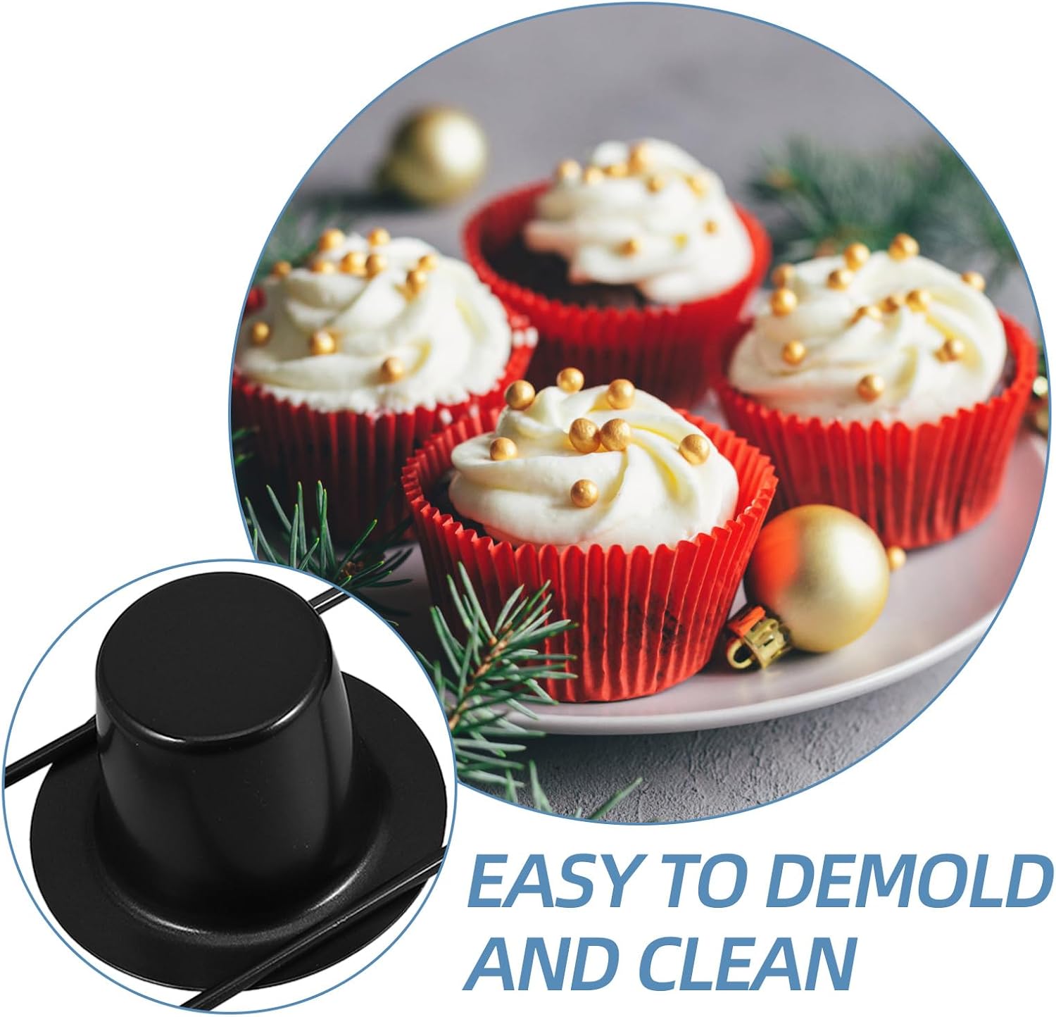 6-cup Nonstick Carbon Steel Muffin Pan, Deep Cupcake Baking Mold for Oven, Thickened Black Popover Cake Tray for Home Baking