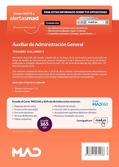 Auxiliar de Administración General de la Diputación Provincial de Badajoz Temario volumen 2